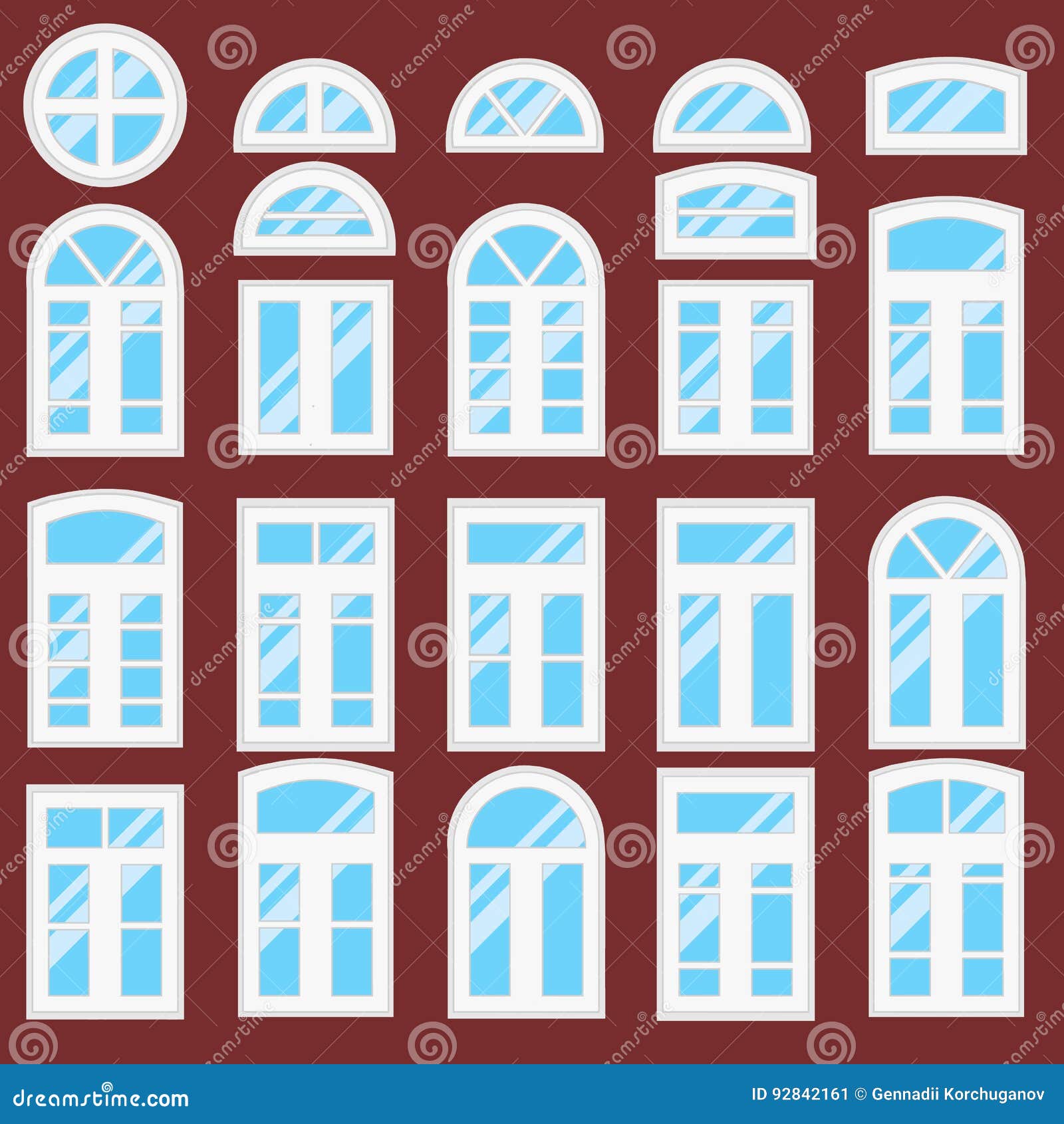 Sammlung Verschiedene Fensterarten Vektor Abbildung