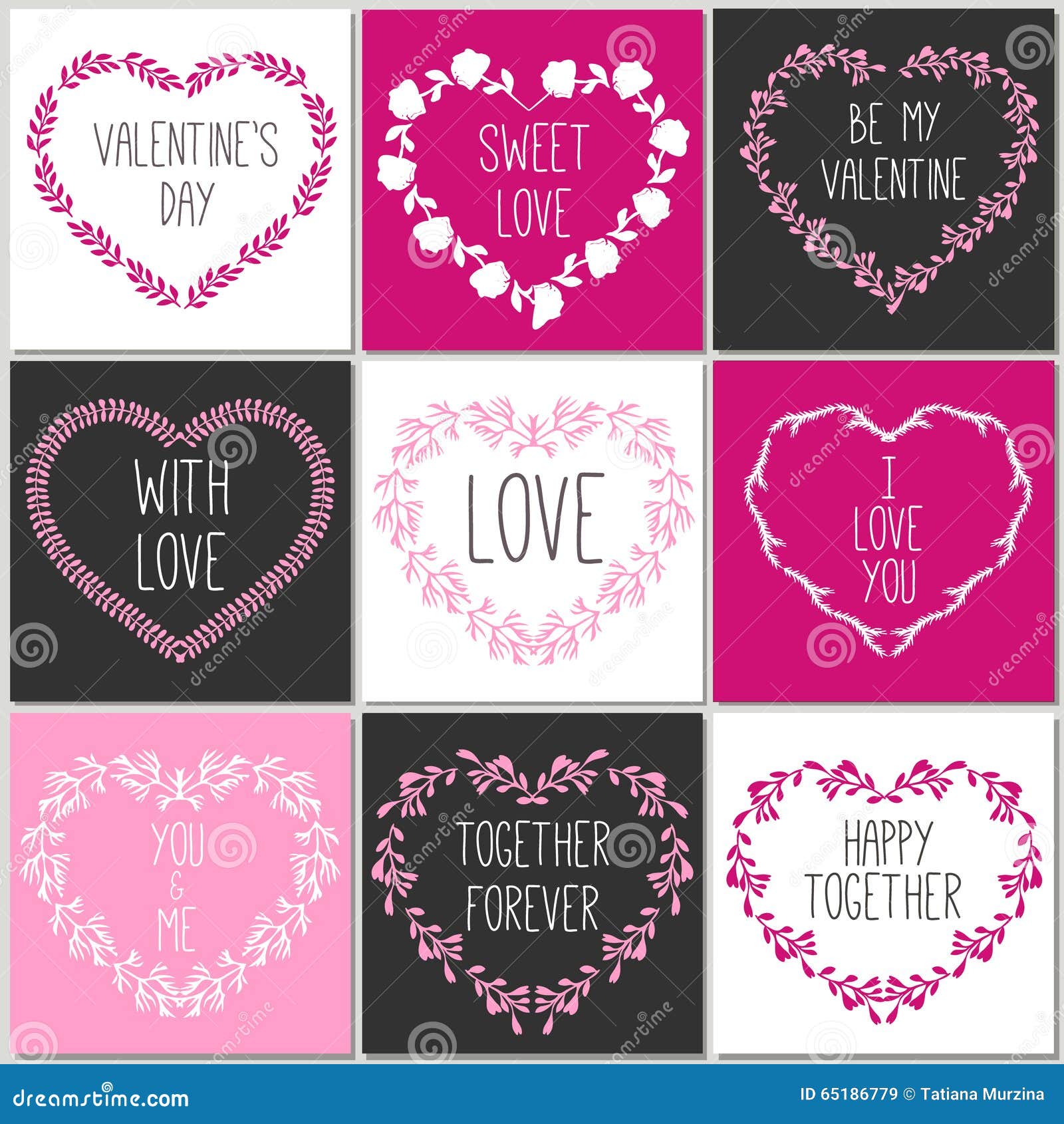  Sammlung Von 8 Karten Liebesdesign Valentinstag-Posterse Vektor Illustration 