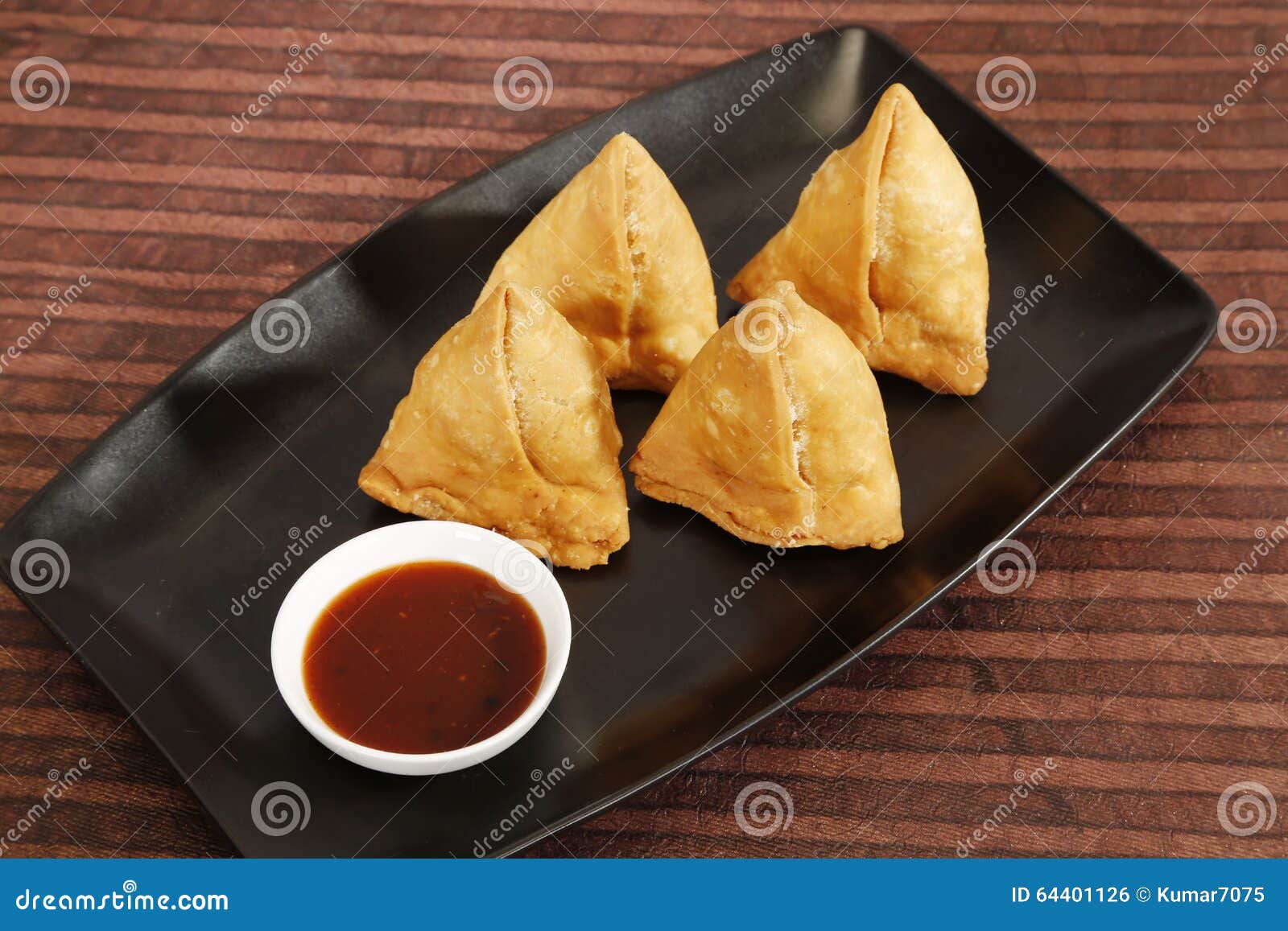 Samosa Deep Fried Patty Filled with Potato & Vegetables Stock Photo