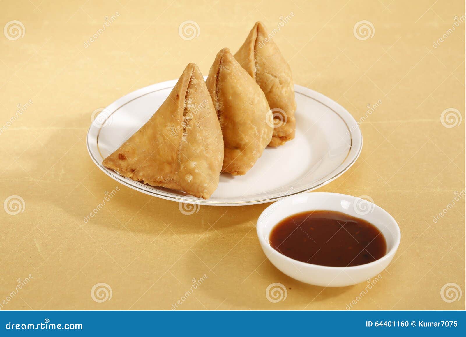 Samosa Deep Fried Patty Filled with Potato & Vegetables Stock Photo