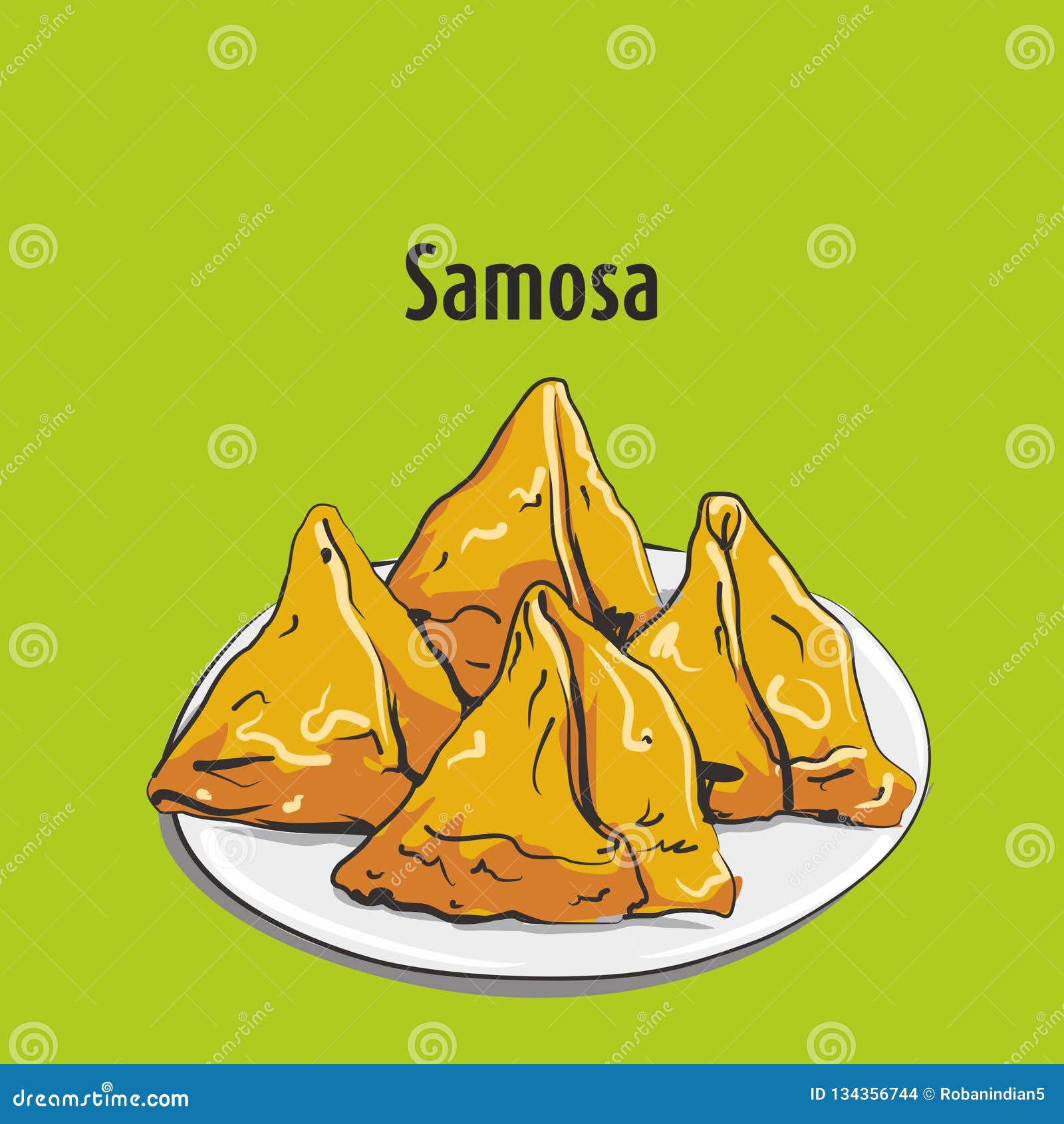 Samosa Indian Traditional Street Food Stock Vector ...