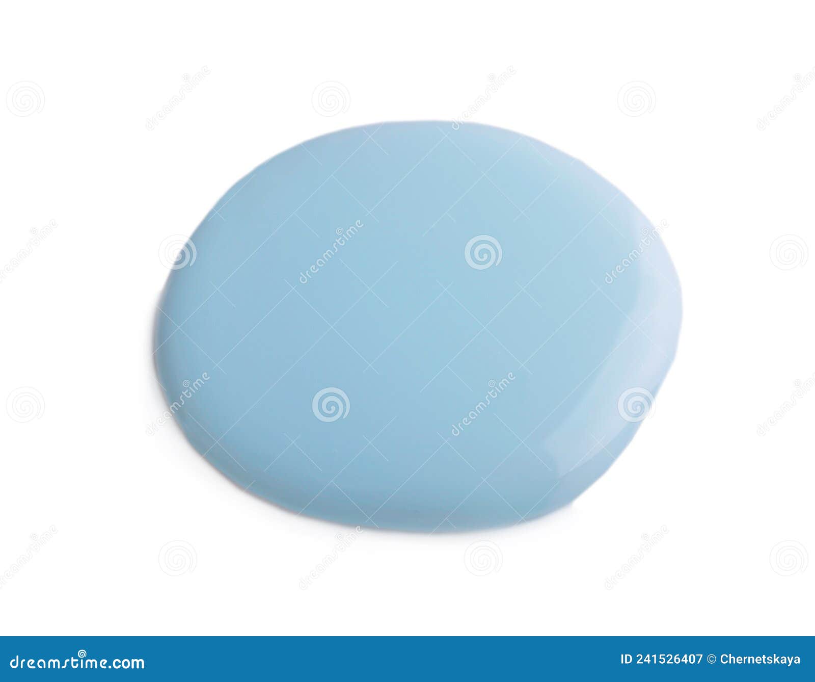 Sample of Light Blue Shower Gel on White Background, Top View Stock
