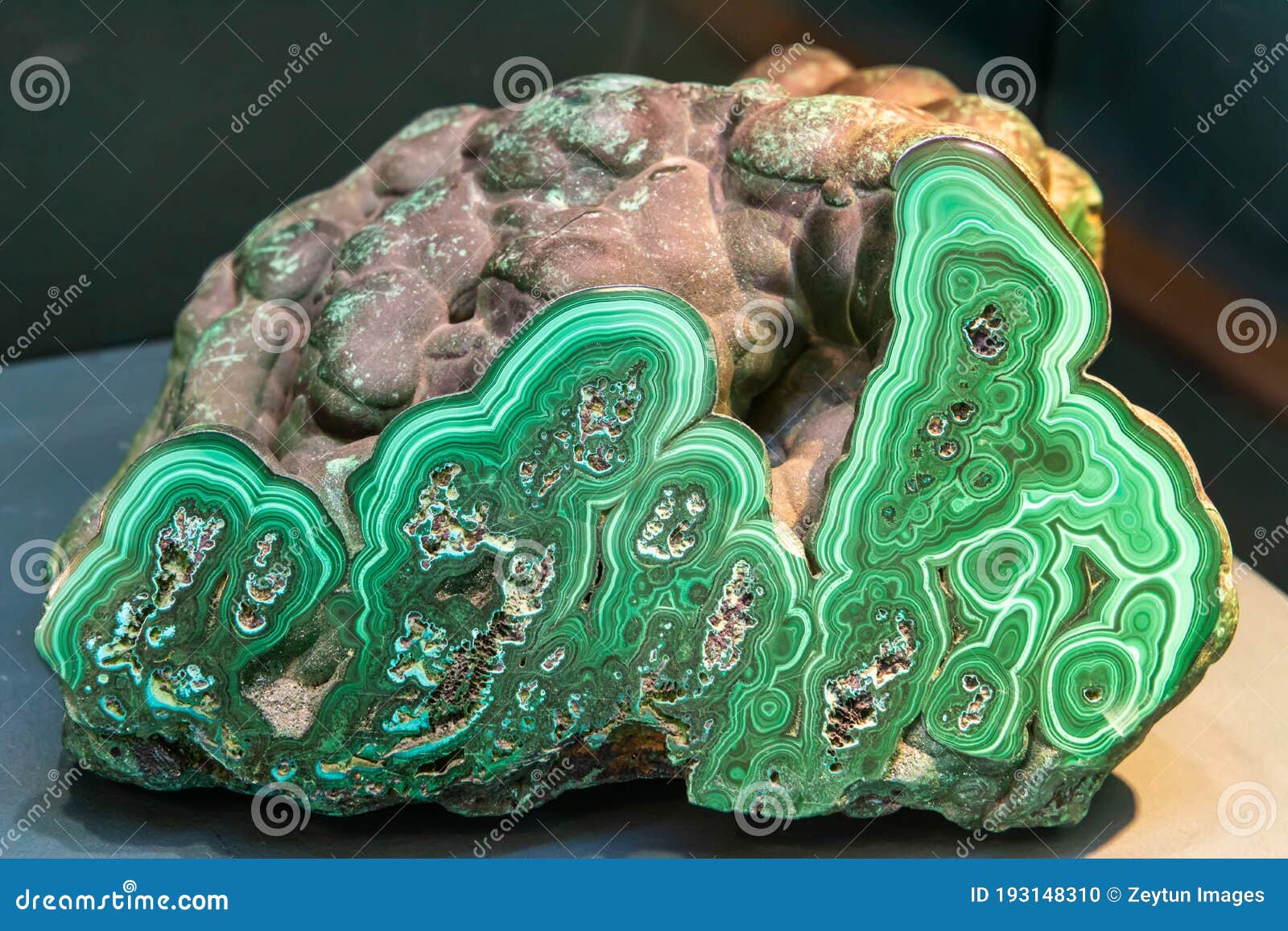 Sample Of Malachite A Copper Carbonate Hydroxide Mineral Stock Photo Image Of Compound Material 193148310