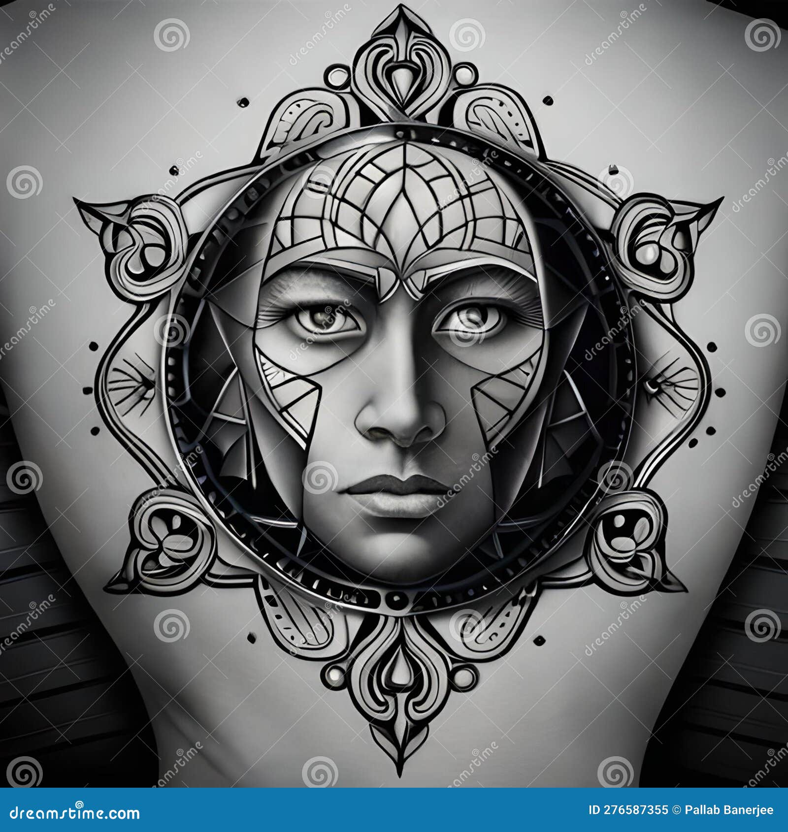 Tattoo Design Template on Monochrome Theme Stock Illustration Tattoo Design Template on Monochrome Theme Stock Illustration