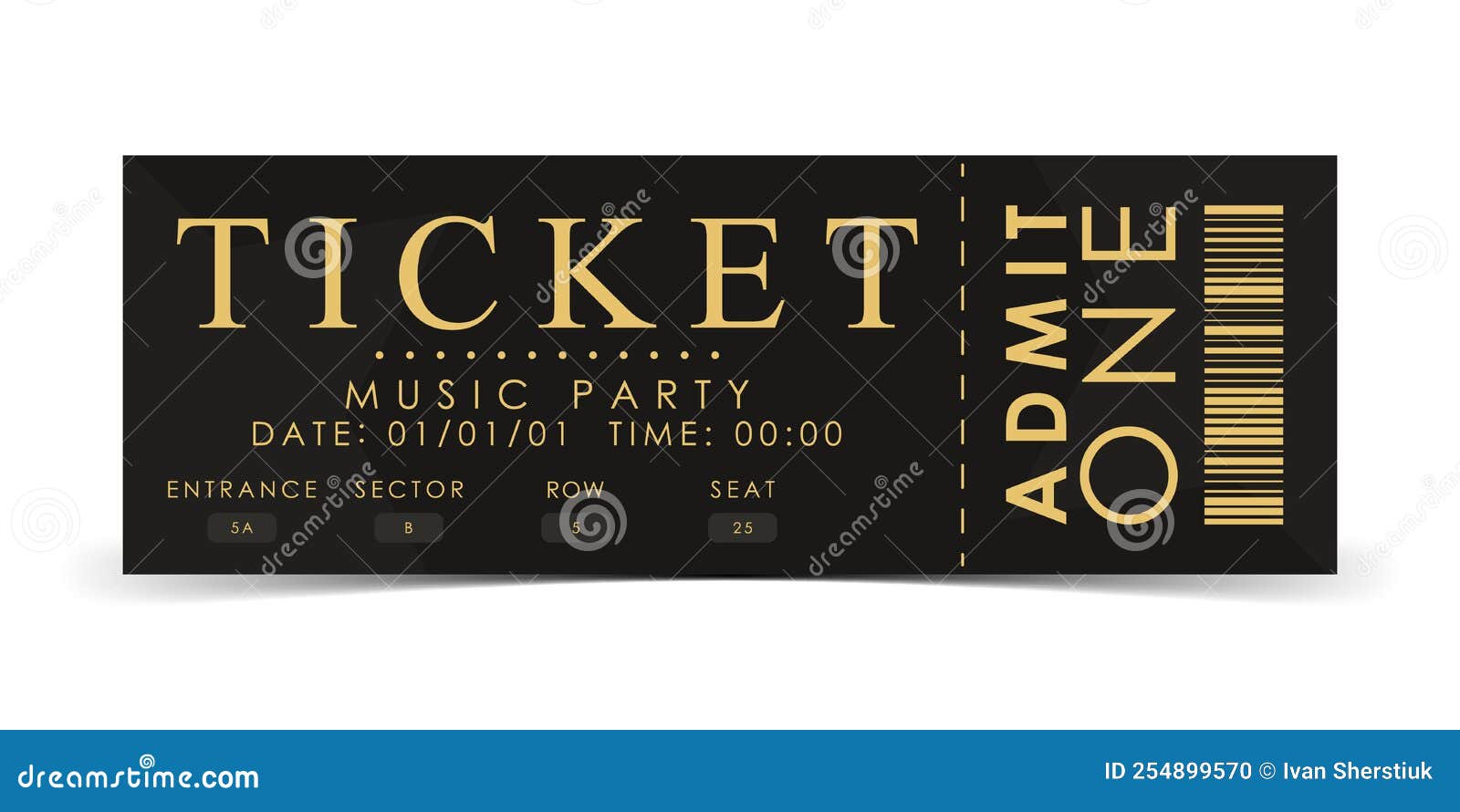 Sample Ticket for a Musical Concert. Modern Ticket Card Illustration