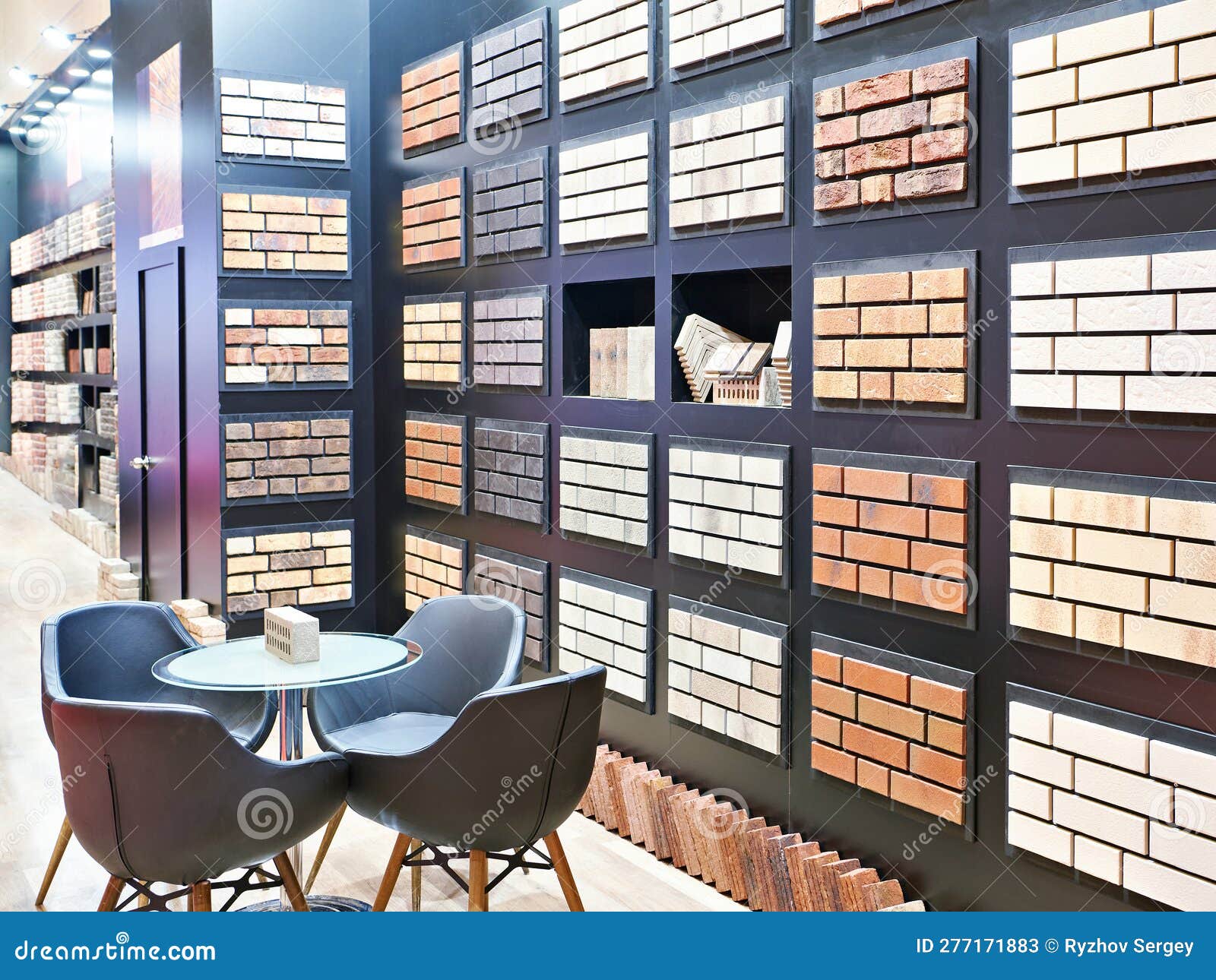 Bricks and Decorative Wall Panels on Construction Store Stock Image