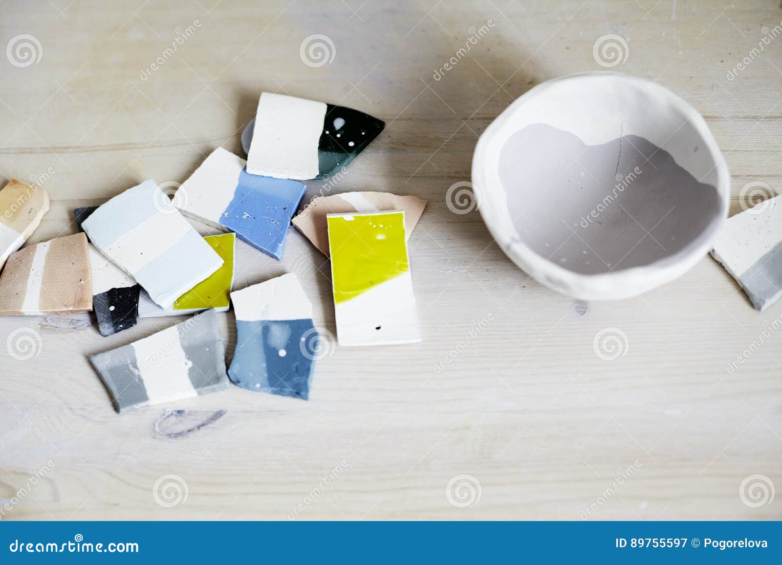 Samples of Colored Enamel for Ceramics, Ceramic Pieces, in