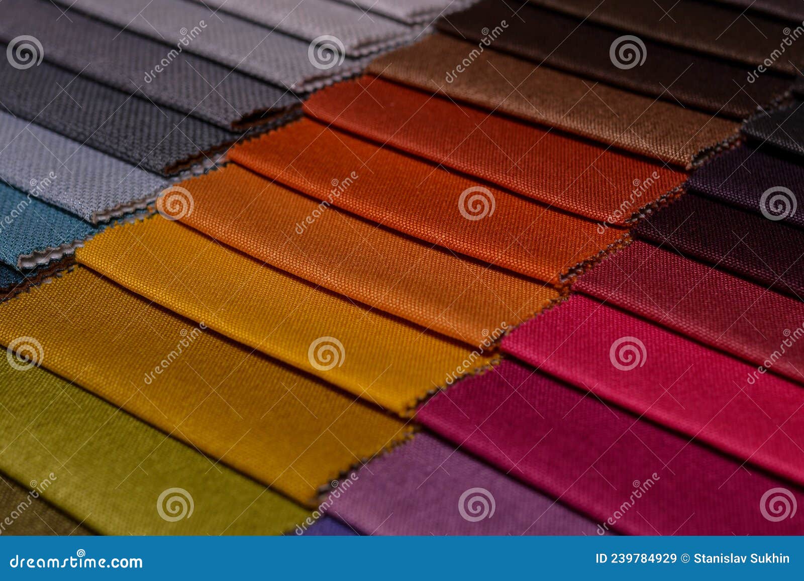 Samples of Furniture Fabrics.Multicolor Fabric Texture Background Stock