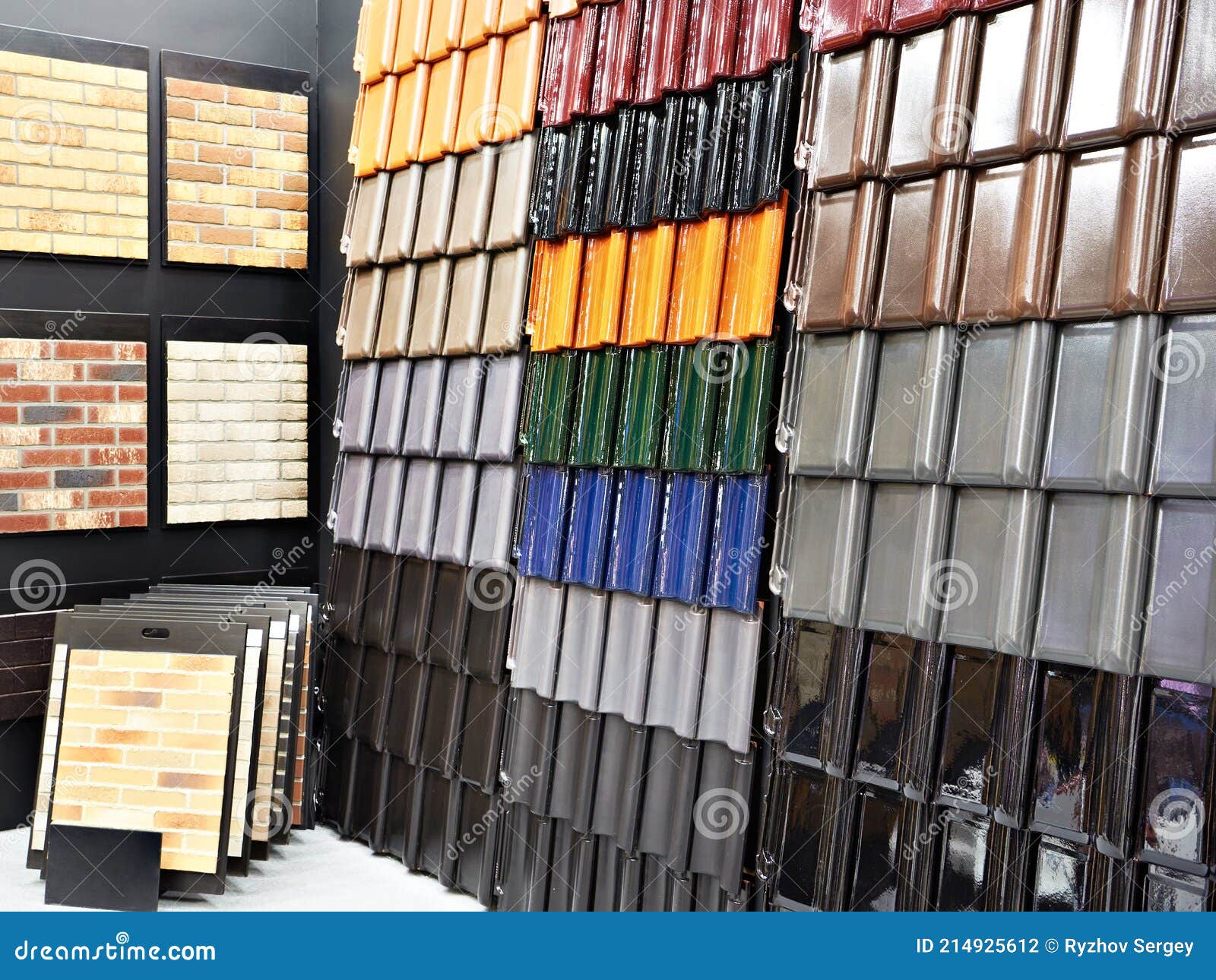 Samples of Metal Tiles Roof in Building Store Stock Photo Image of
