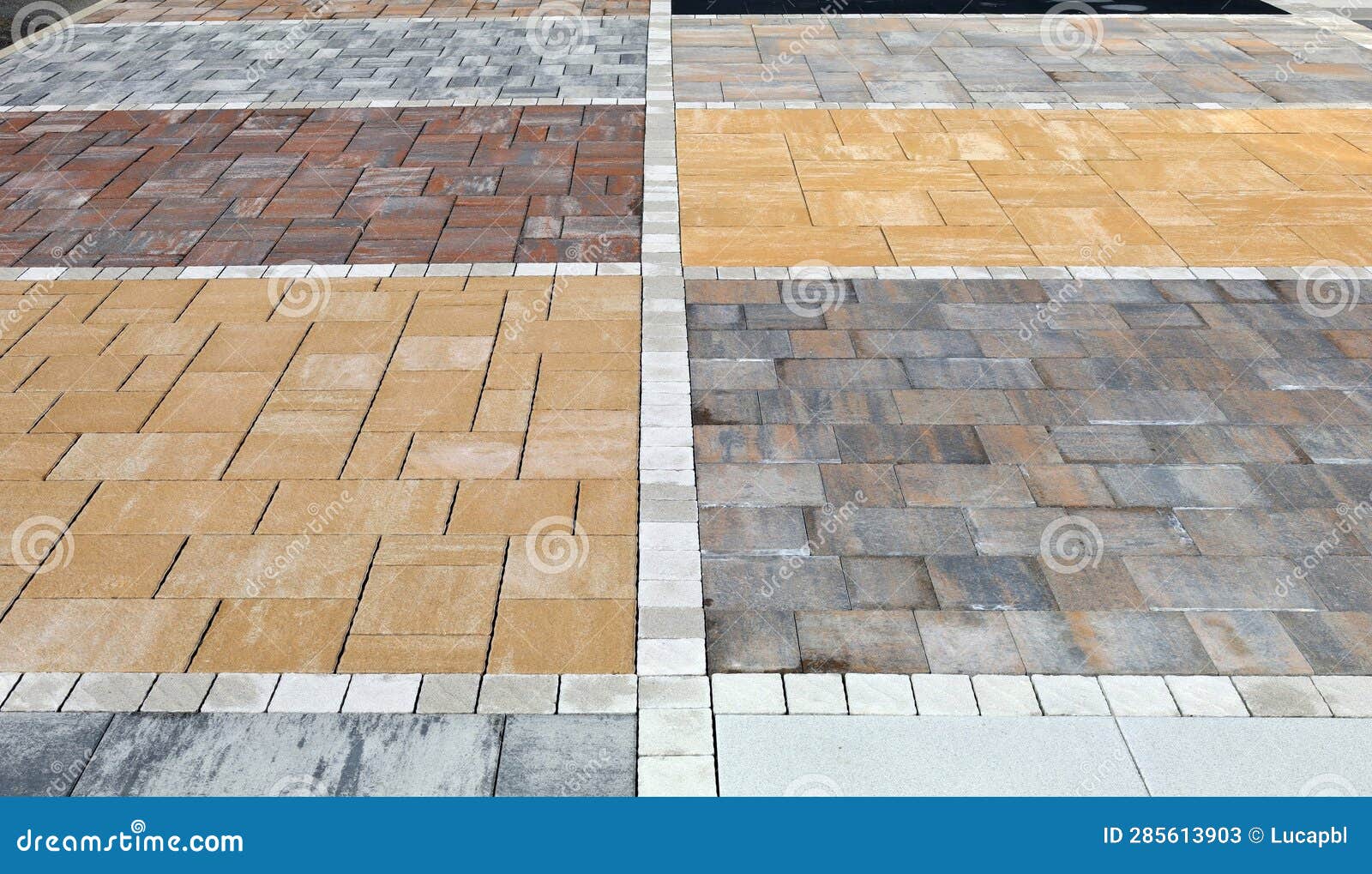Samples Set of Concrete Tiles for Outdoors and Pavements with Different