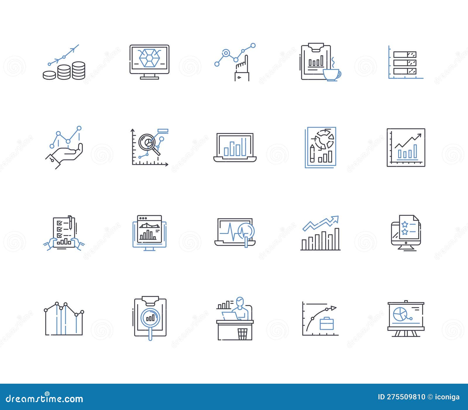 sampling theory line icons collection. sample, population, statistic, parameter, inference, random, probability 