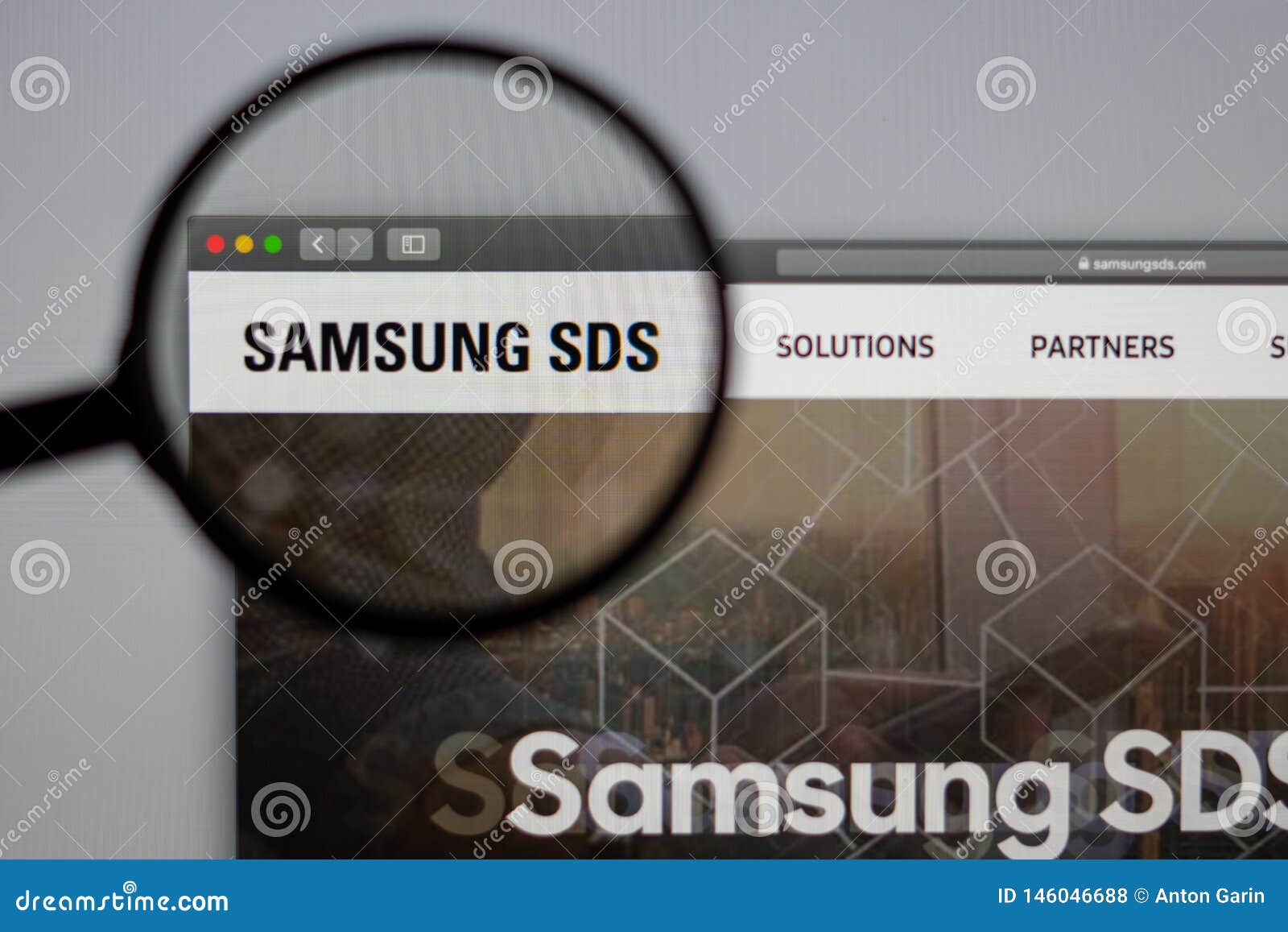 Samsung SDS Company Website Homepage. Close Up Of Samsung Logo