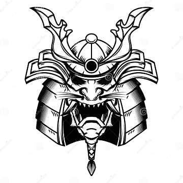 Samurai Helmet Illustration on White Background. Stock Vector ...