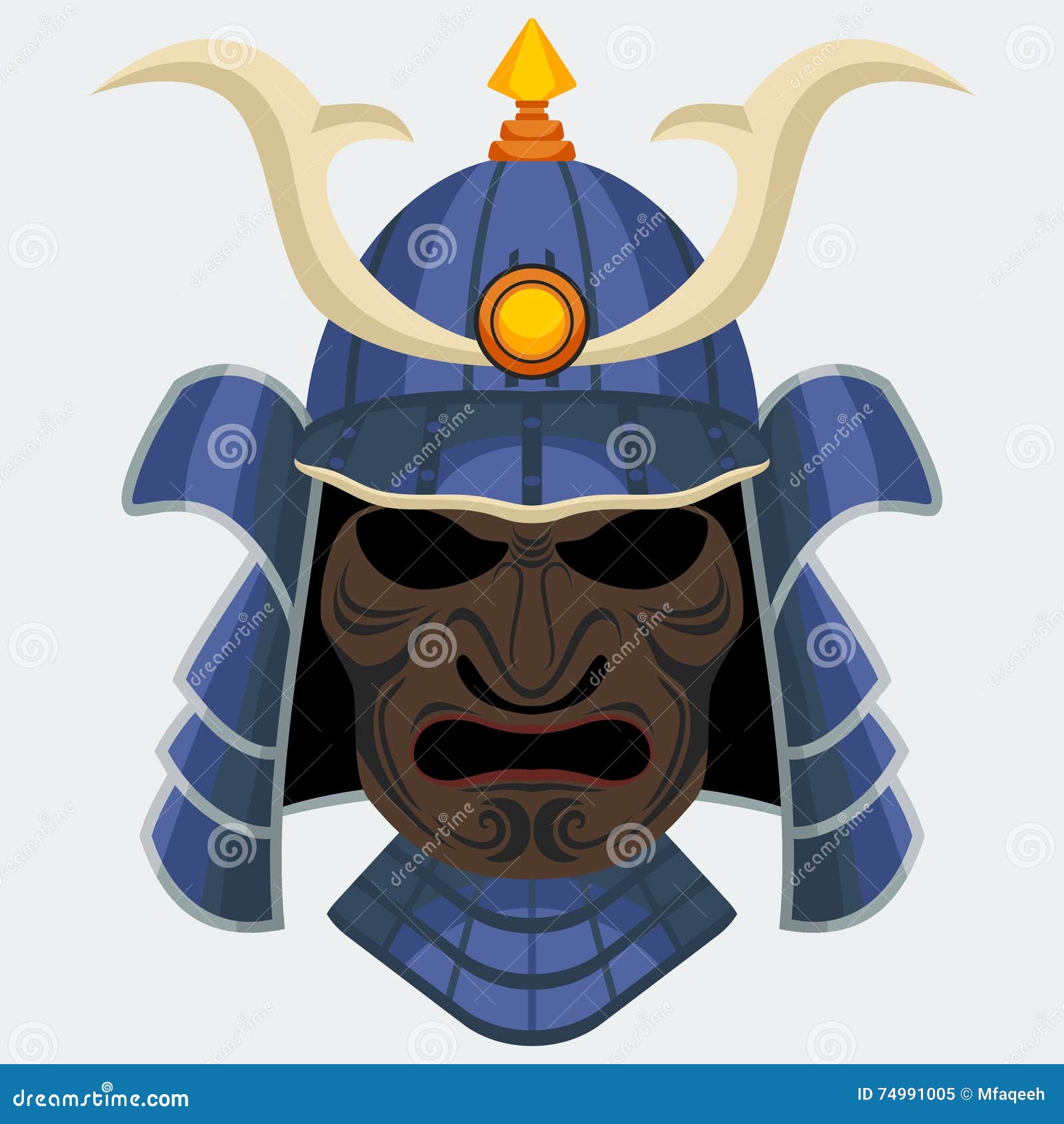 Samurai Warrior Face Mask Vector Illustration Stock Vector