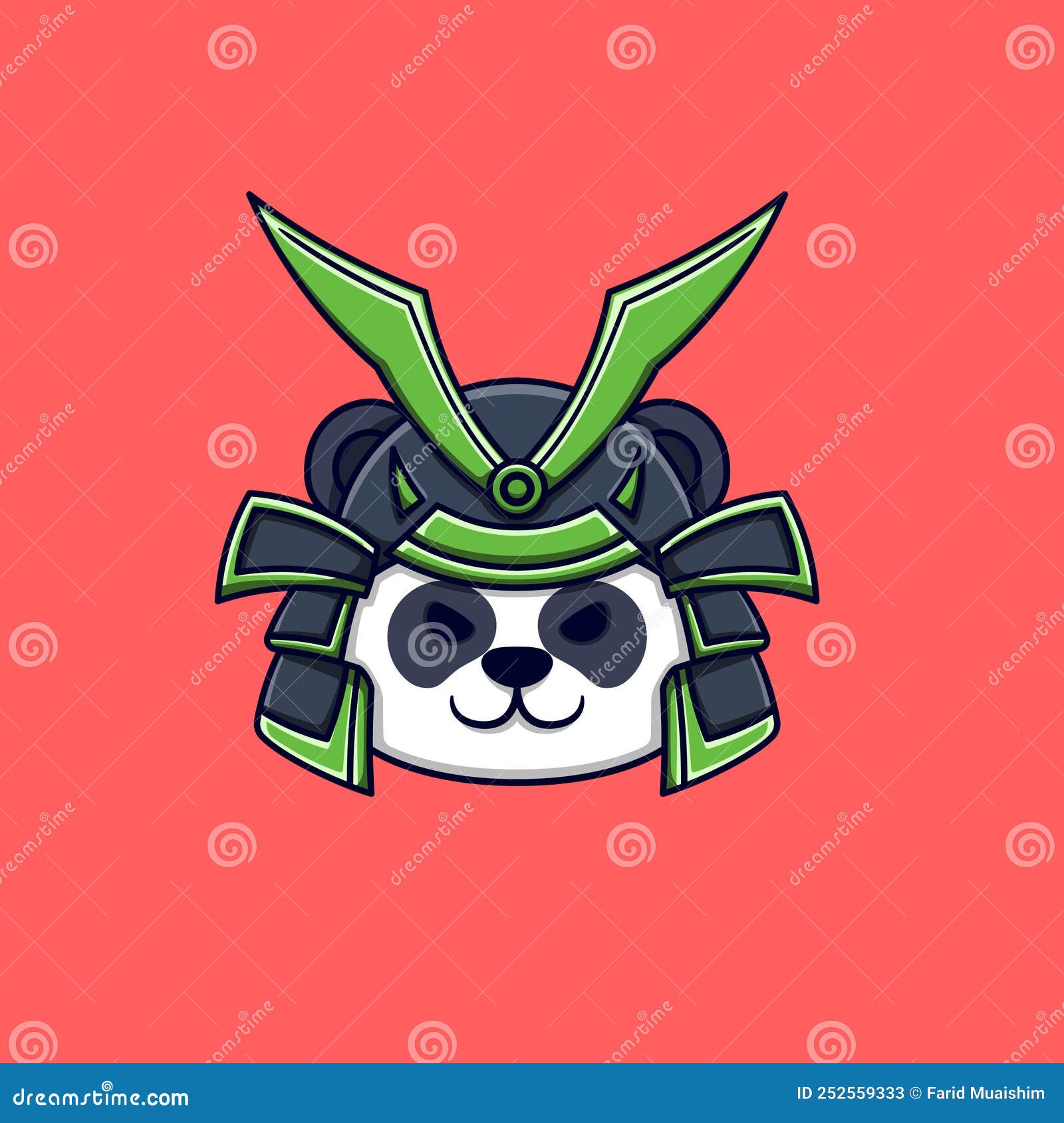 Samurai panda head cartoon stock vector. Illustration of isolated