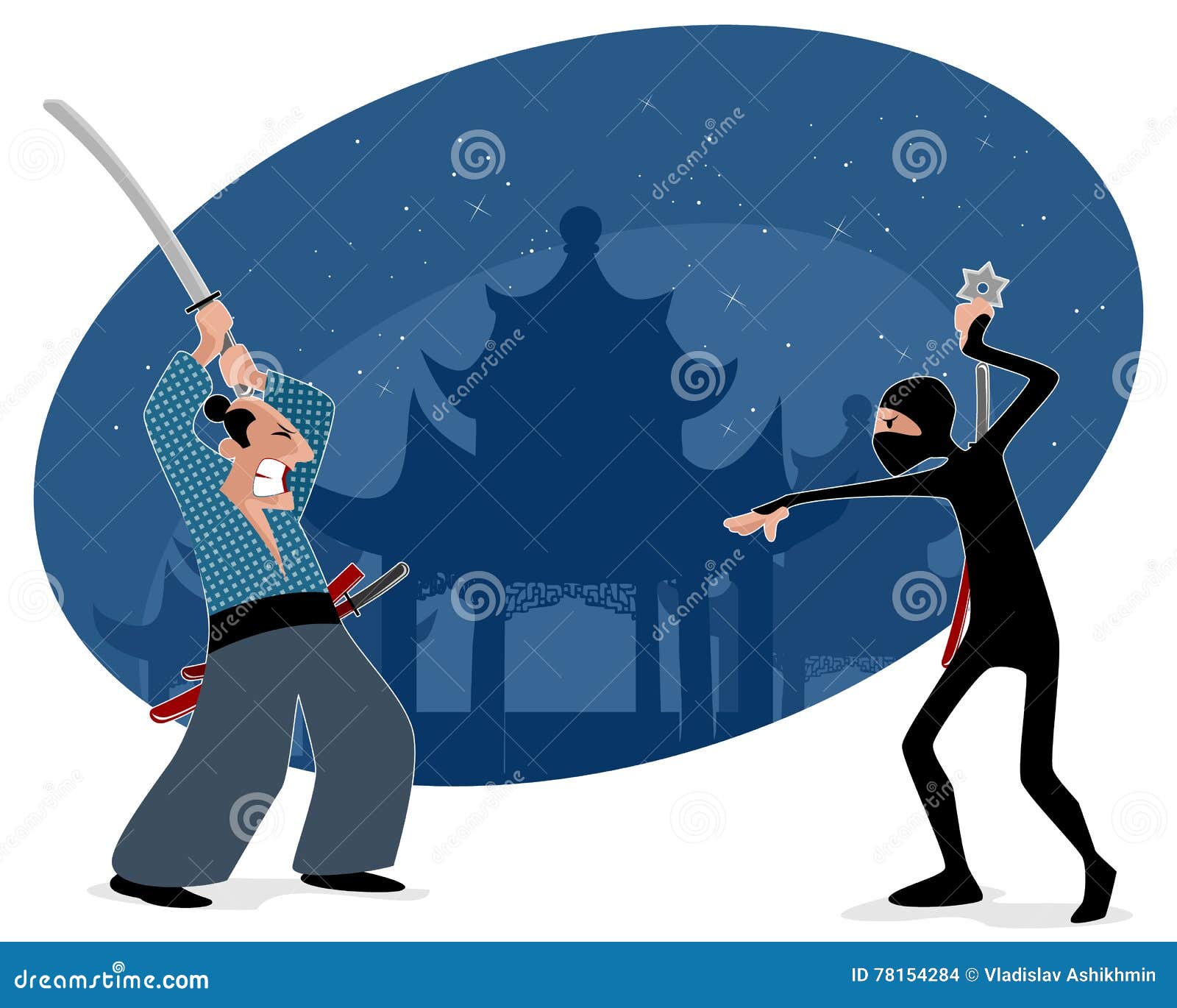Samurai vs ninja stock vector. Illustration of male, arts 78154284