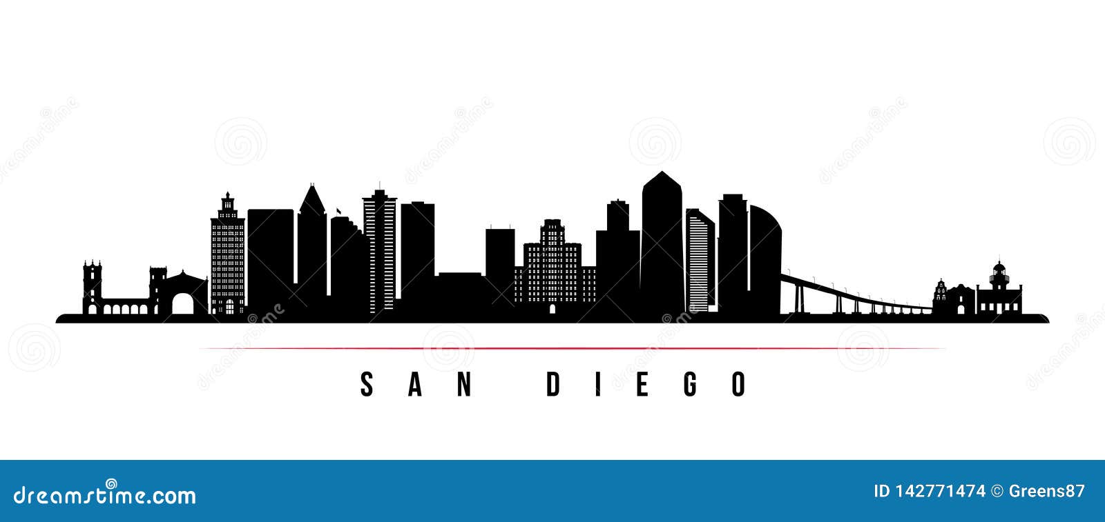 san diego city skyline horizontal banner.