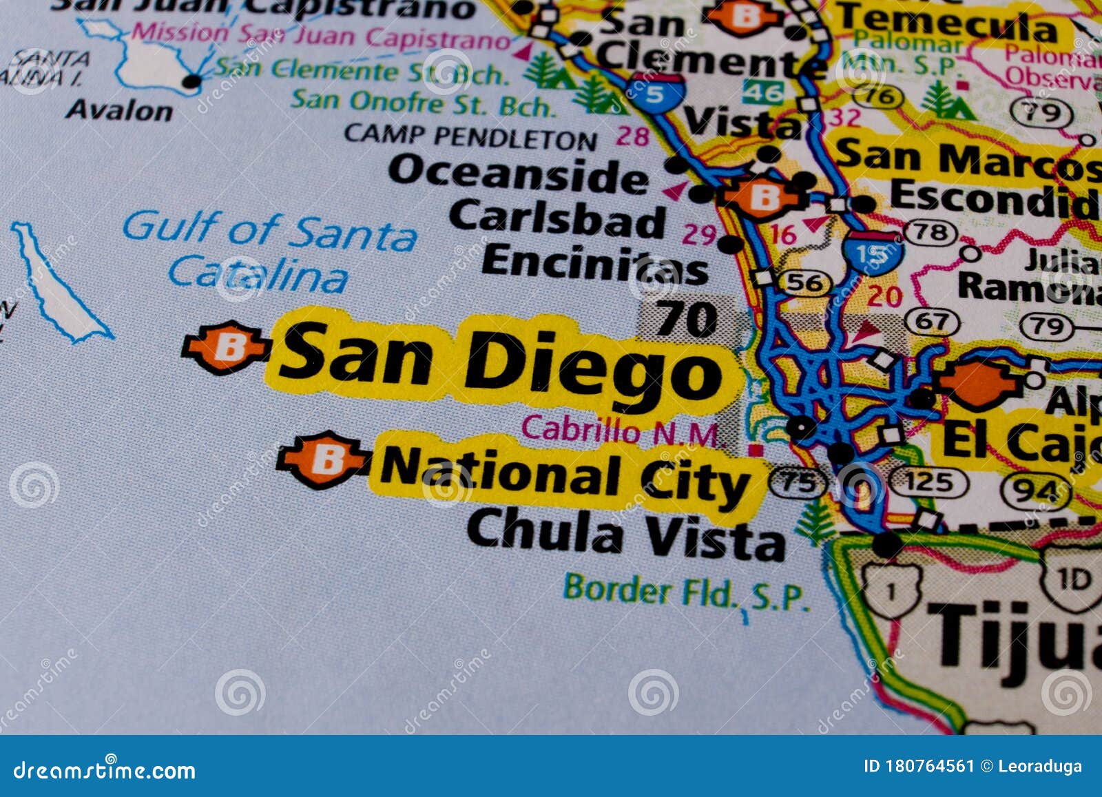 San Diego City On Usa Travel Map Stock Image Image Of America