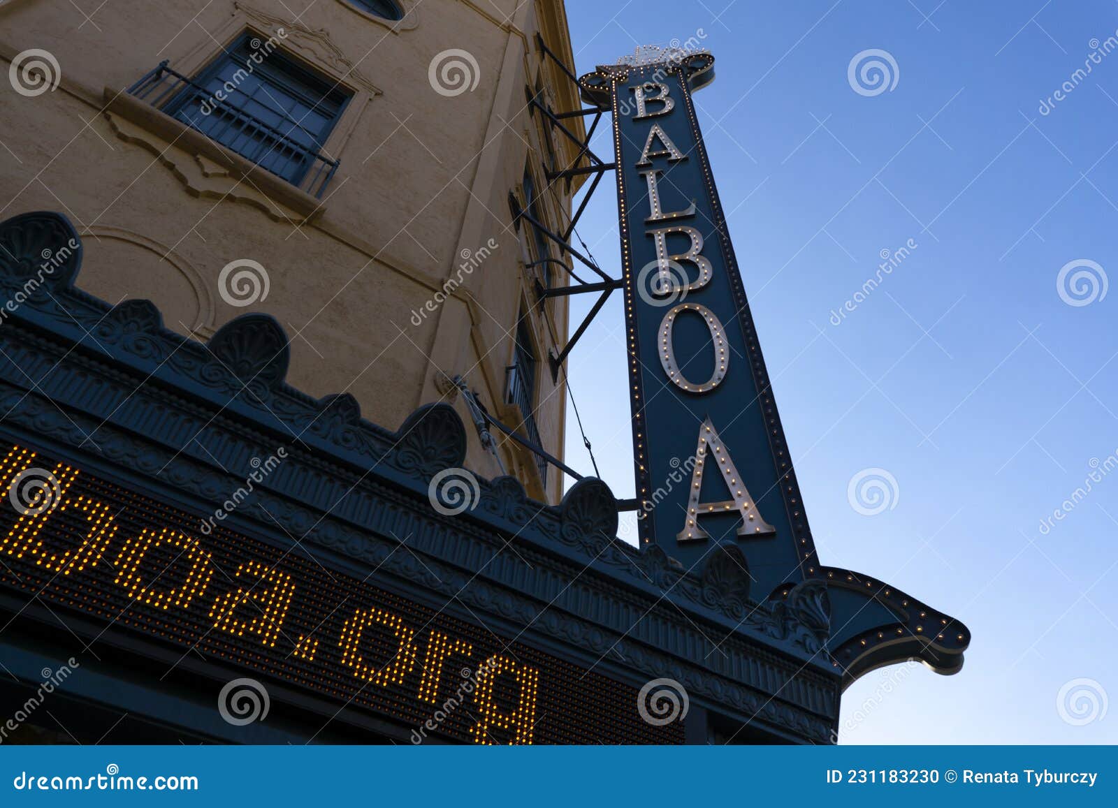 San Diego Usa August 4 2021 Signage Of Balboa Historic Theater In