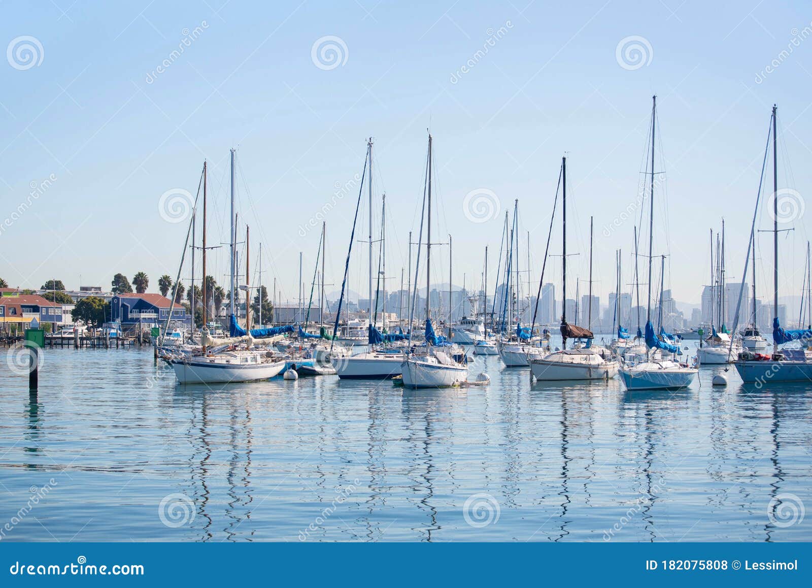 San Diego Waterfront with Sailing Boats Stock Photo - Image of pacific ...