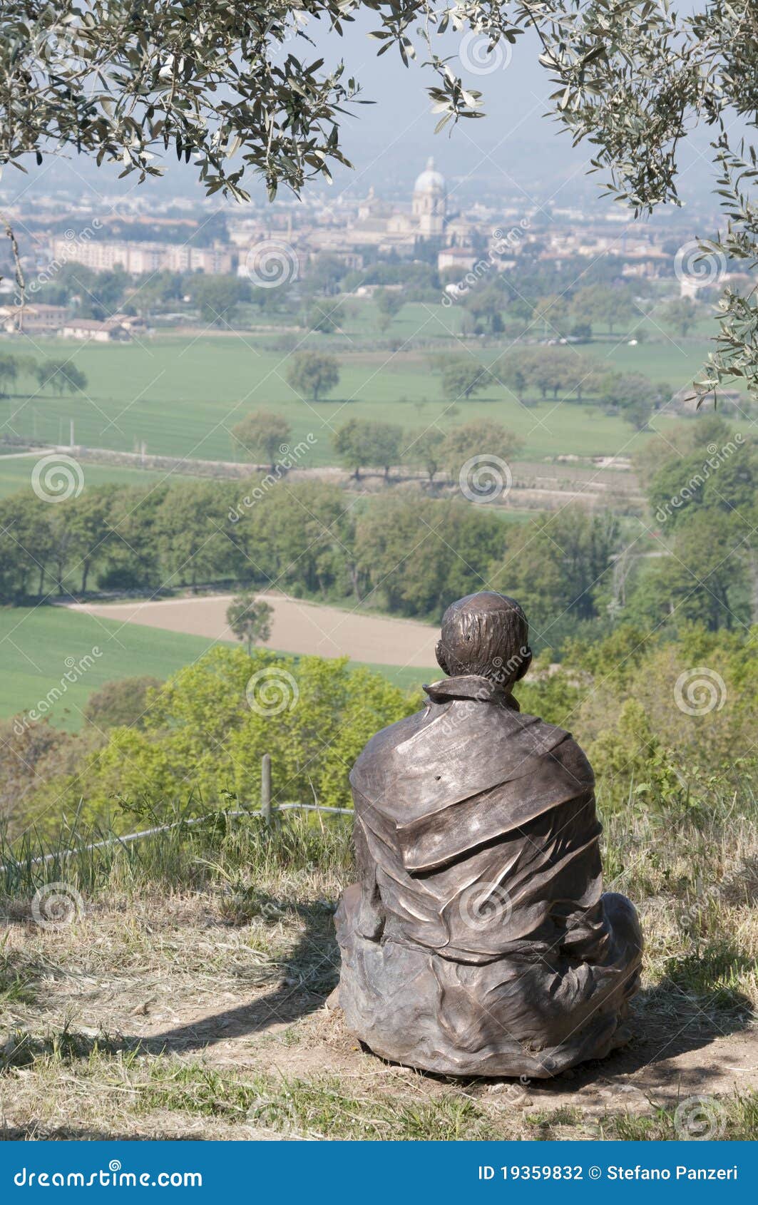 san francis' statue and landscape