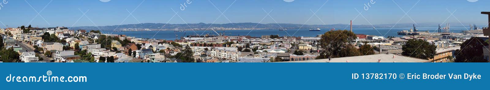 San Francisco Bay seen from Potrero Hill. San Francisco Bay Panoramic taken from the top of Potrero Hill