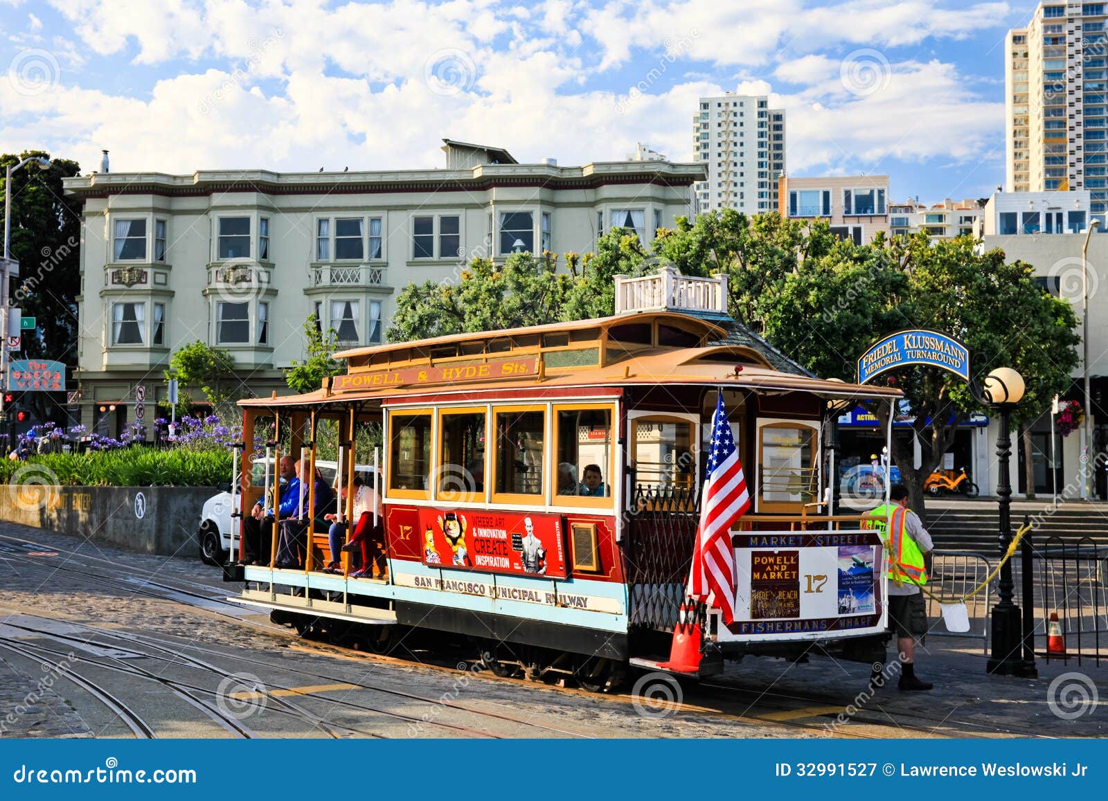 San Francisco Cable Car HydeBeach Turnaround Fotografia Editorial