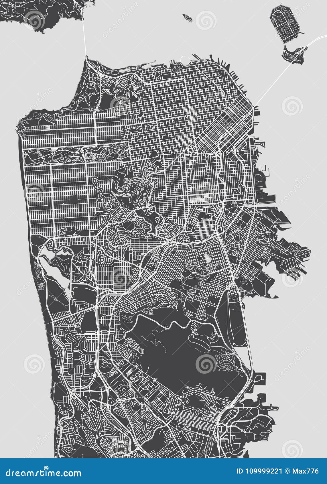 san francisco city plan, detailed  map