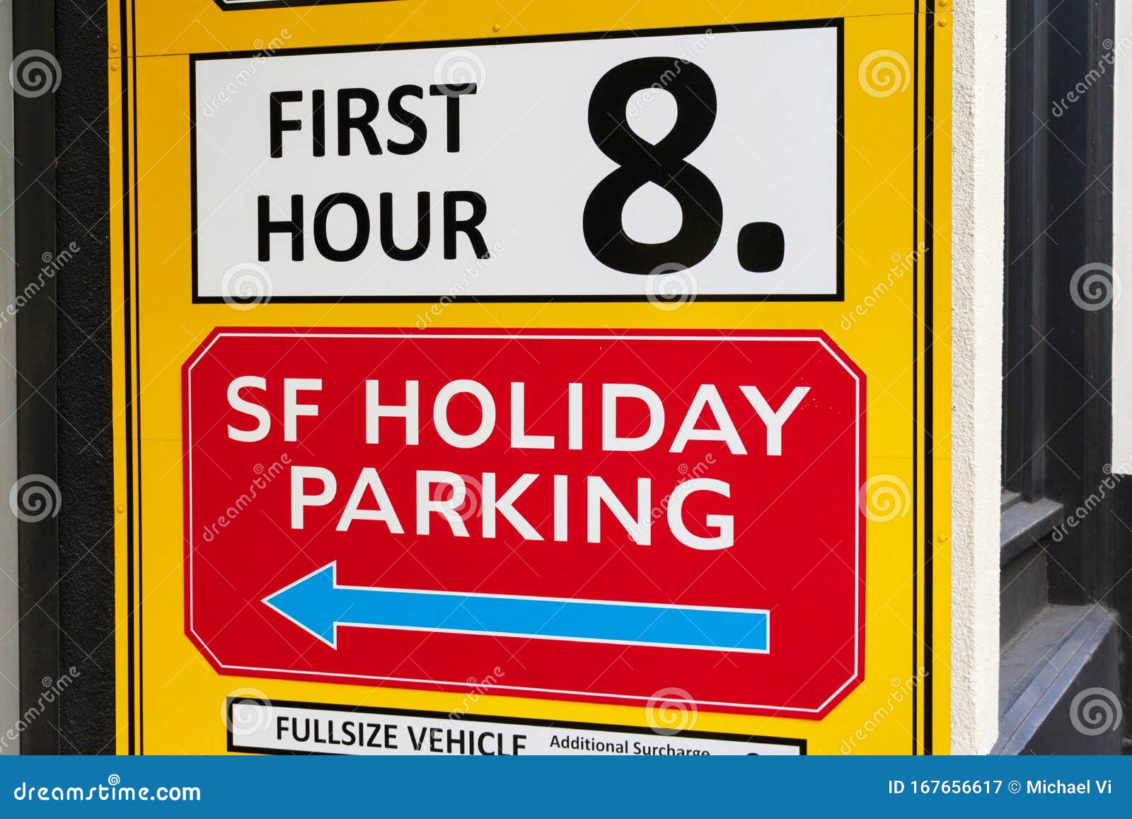 San Francisco Holiday Parking Sign Advertises Parking Garage And First