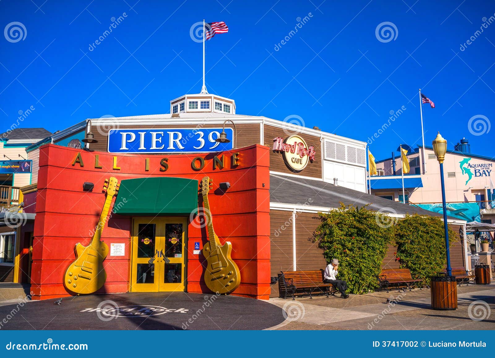 San Francisco, Pier 39, Fisherman`s Wharf - the Banner of Hard