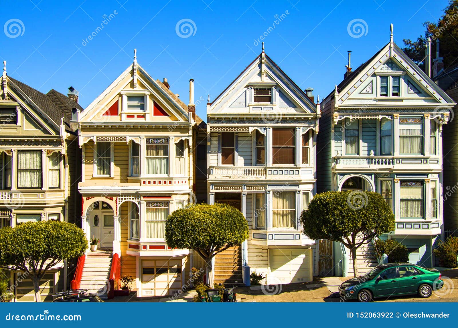 San Francisco Residential Street With The Painted Ladies Rows Of san-francisco-residential-street-with-the-painted-ladies-rows-of