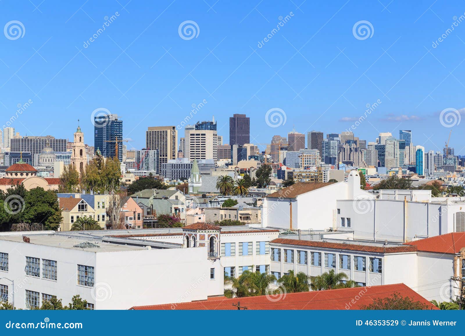 San Francisco Rooftops stock image. Image of panoramic 46353529