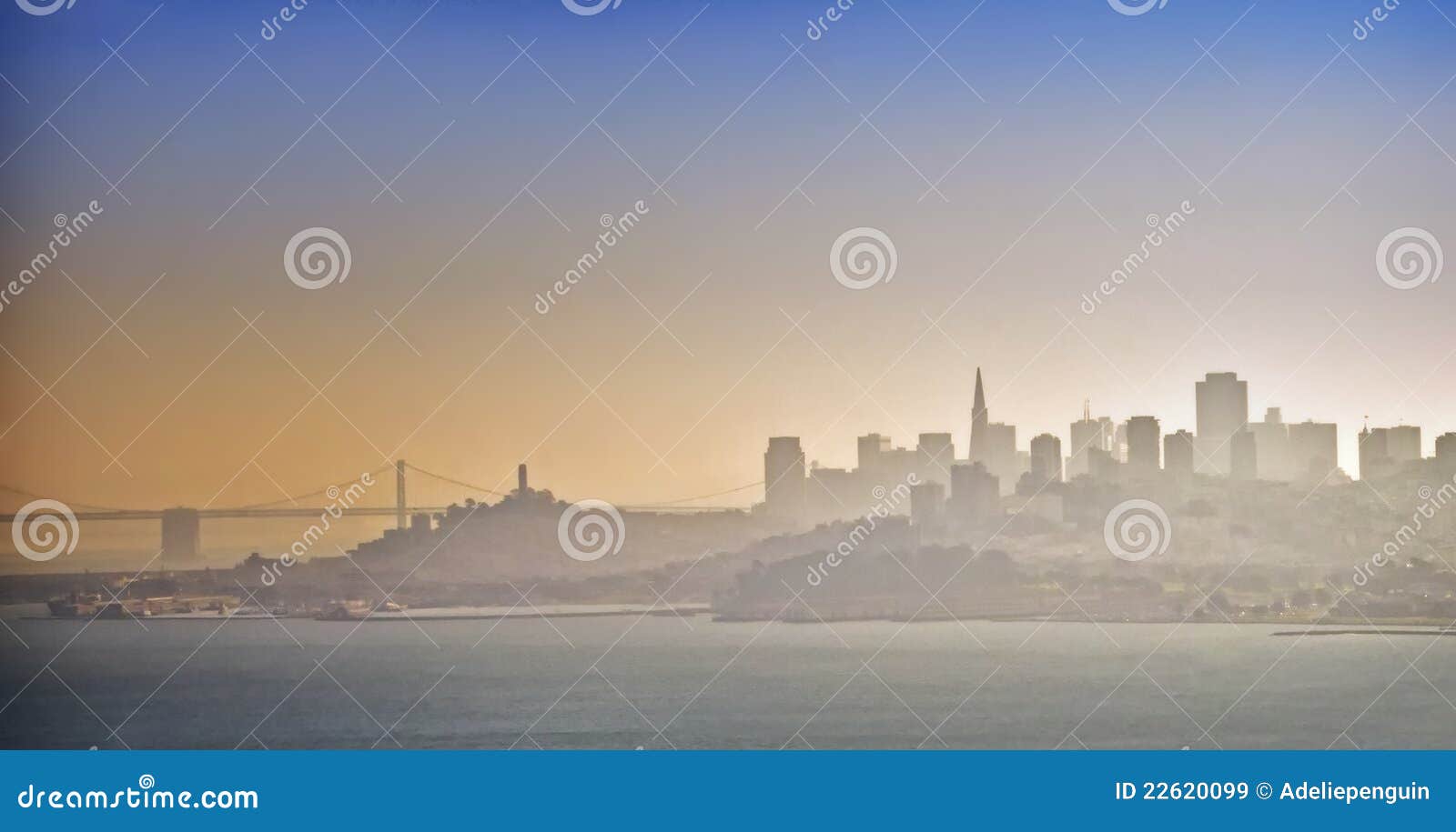 san francisco skyline in fog, california