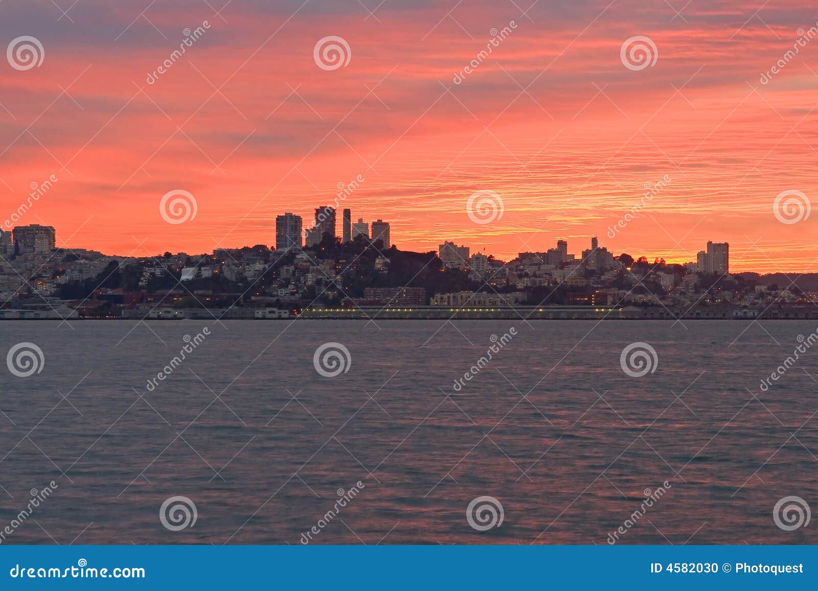 San Francisco at sunset stock photo. Image of light, area - 4582030