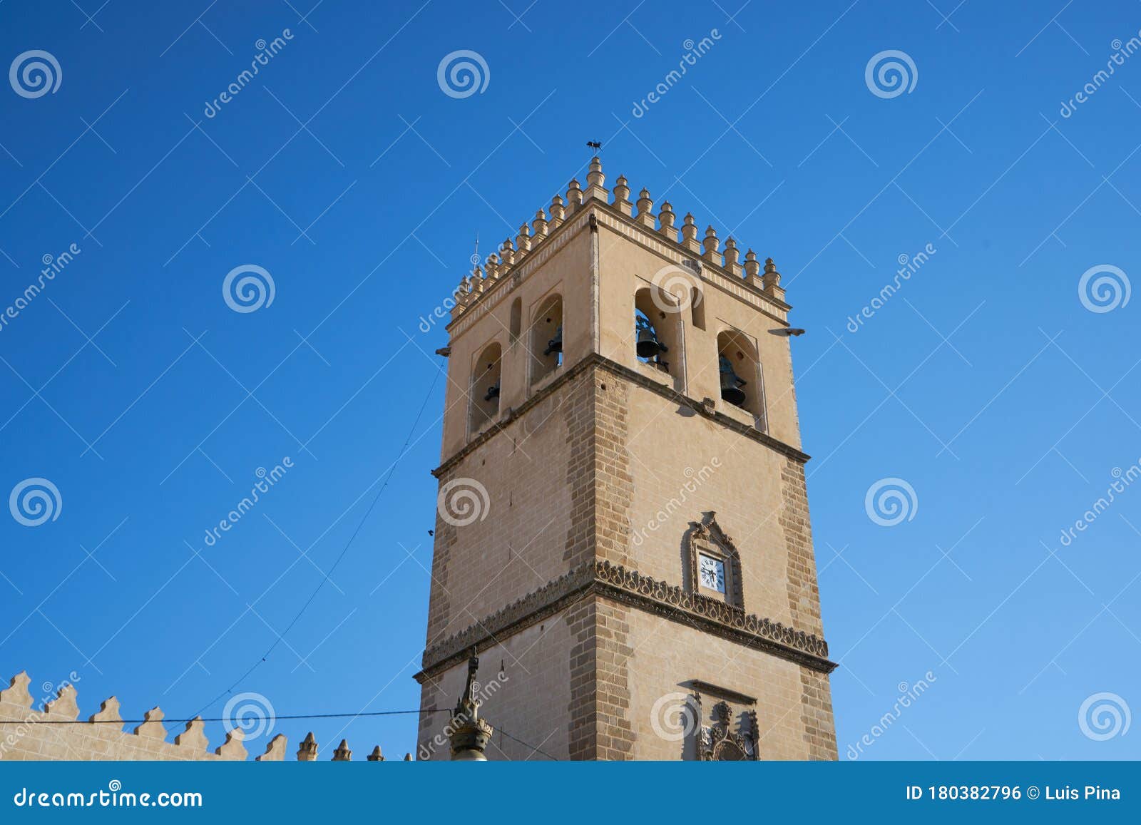 san juan batista church cathedral tower in badajoz, spain