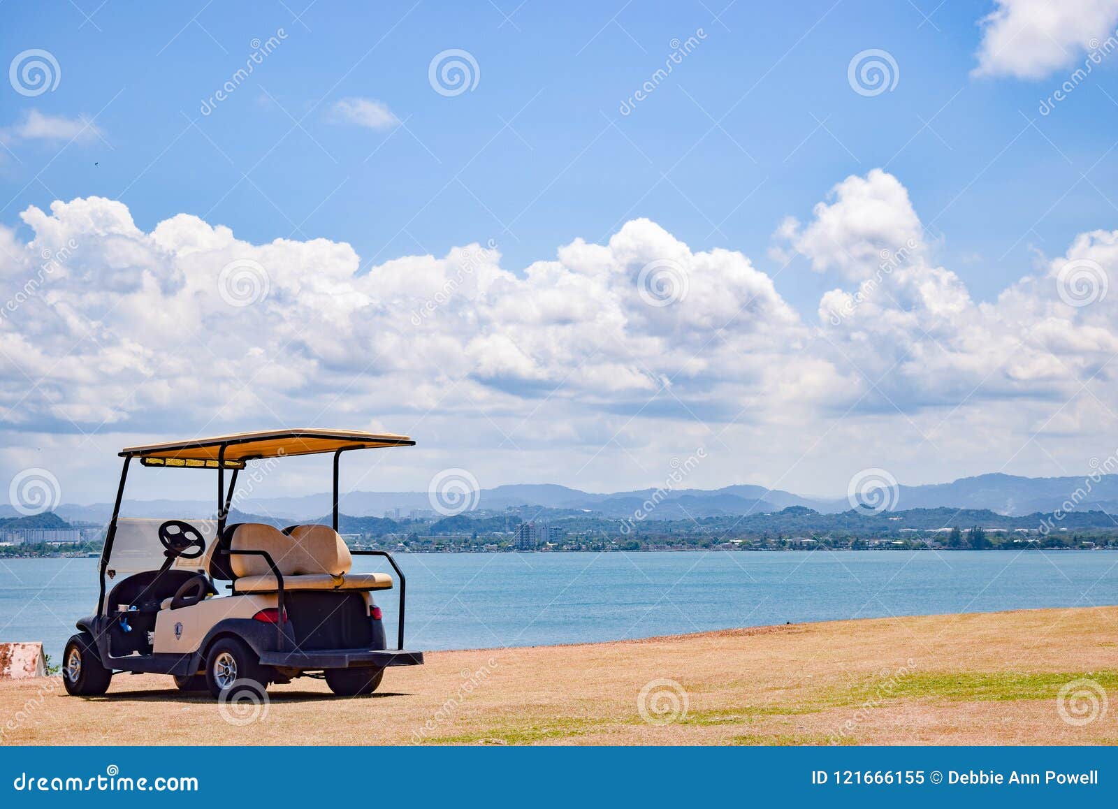san juan, puerto rico - april 02 2014: parked empty golf cart