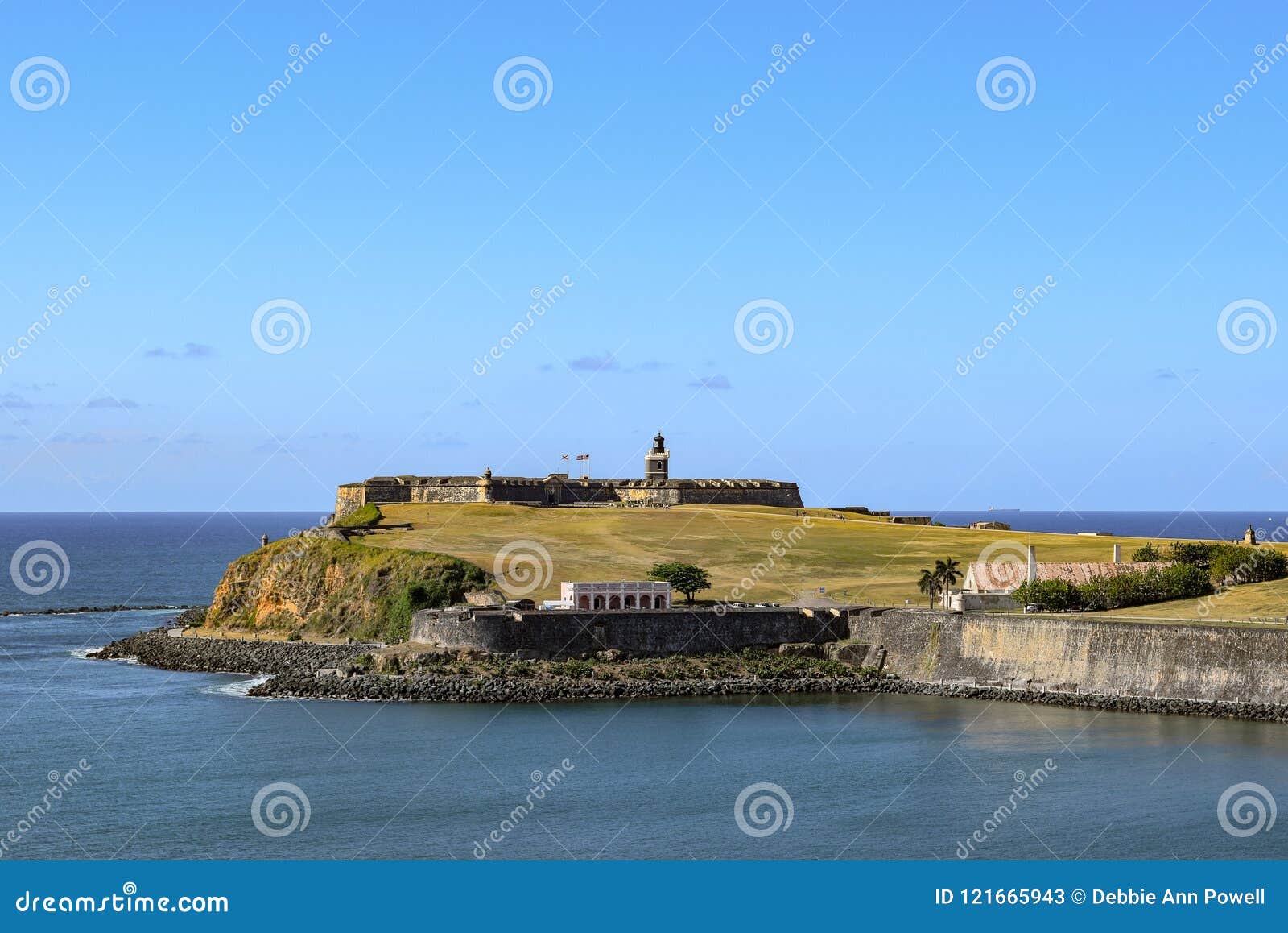 san juan, puerto rico - april 02 2014: view from the ocean of castillo san felipe del morro