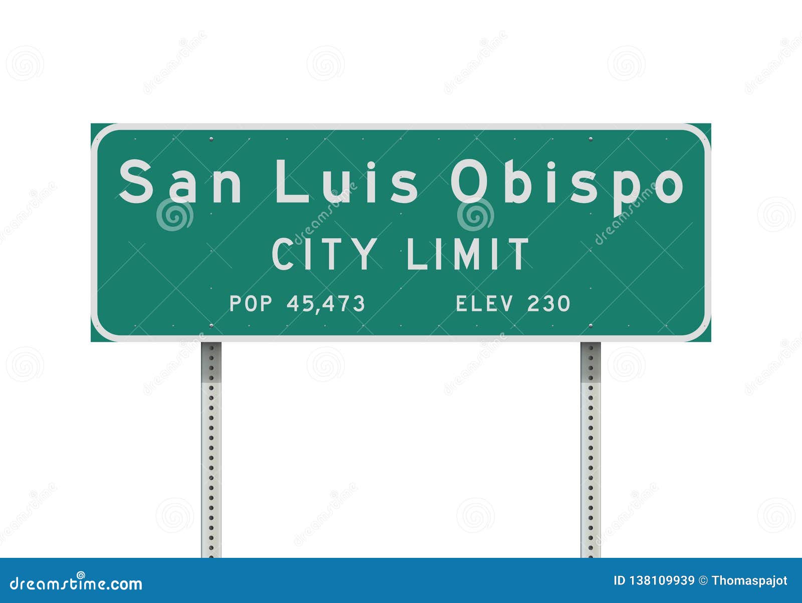 San Luis Obispo City Limit Road Sign Stock Vector - Illustration of ...
