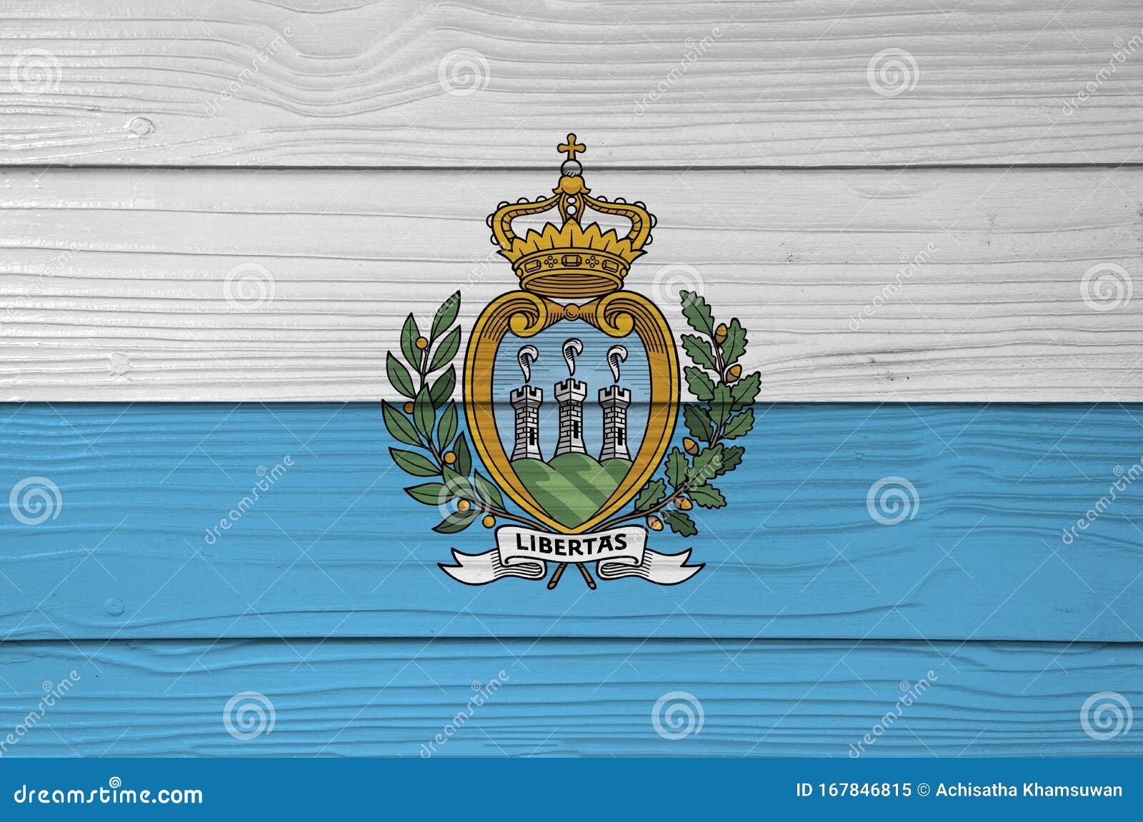Download San Marino Flag Color Painted On Fiber Cement Sheet Wall Background, A Horizontal Bicolour Of ...