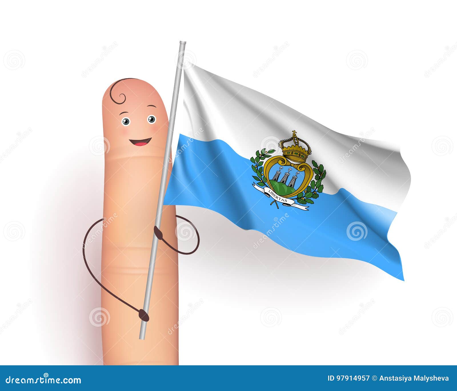 Download San Marino flag waving stock vector. Illustration of government - 97914957