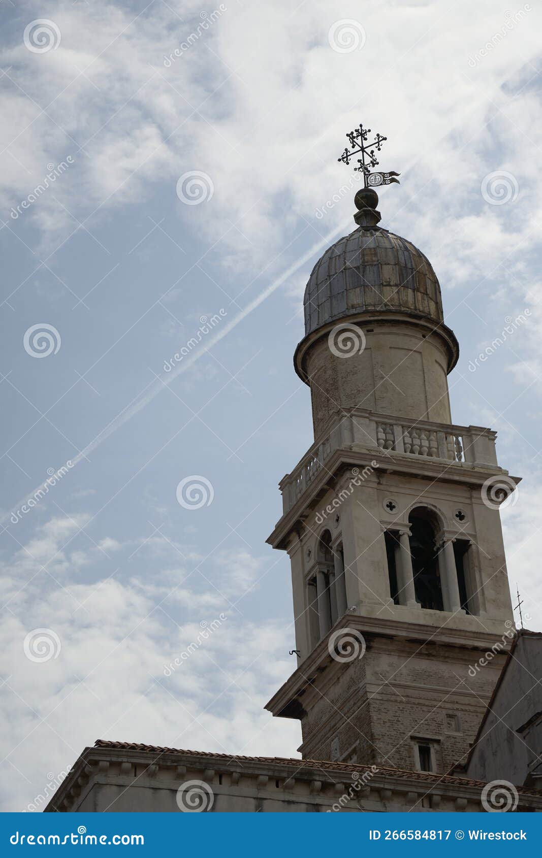 san pantalon church bell tower against the sky in venice, italy