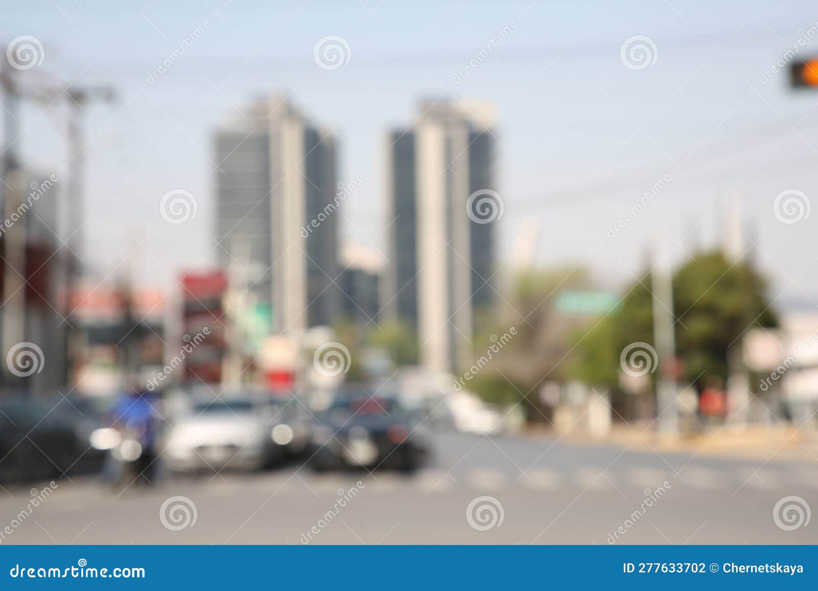 san pedro garza garcia, mexico Ã¢â¬â march 20, 2023: blurred view of road with cars and buildings, bokeh effect