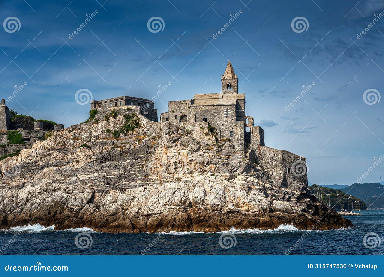 san pietro (saint peter) church on cliff in portovenere, italy, liguria