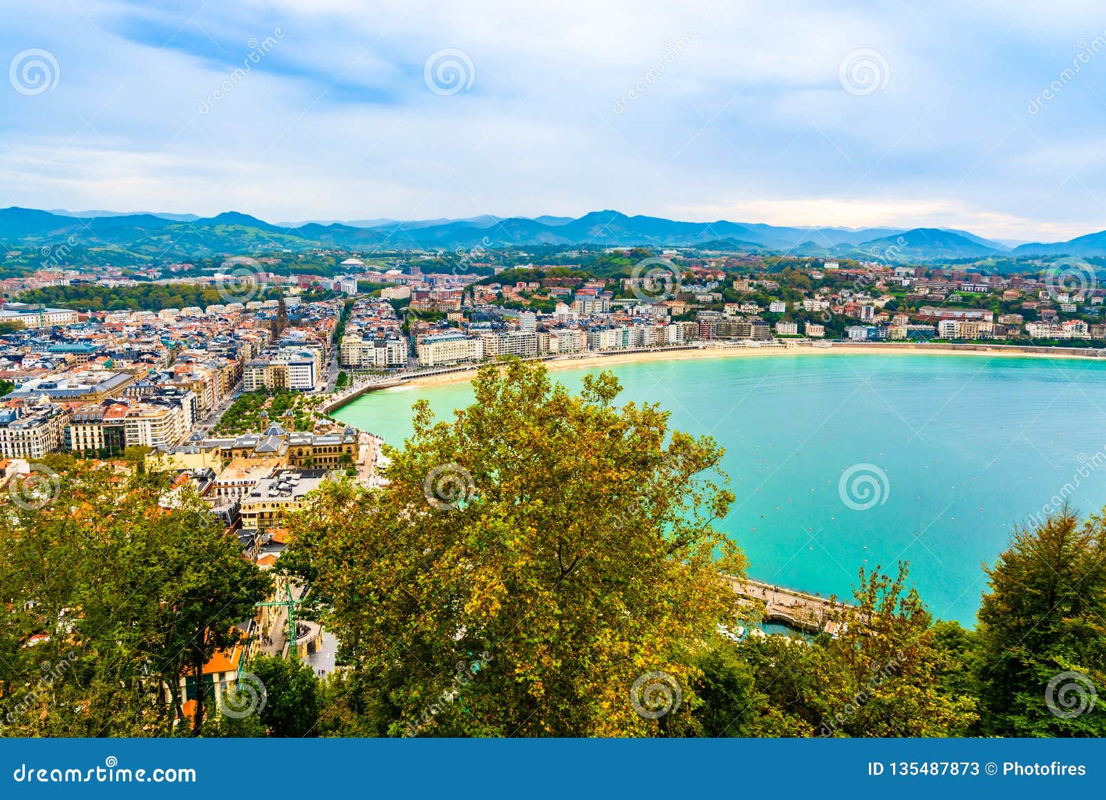 aerial view of an sebastian and the bay of biscay, basque country, spain