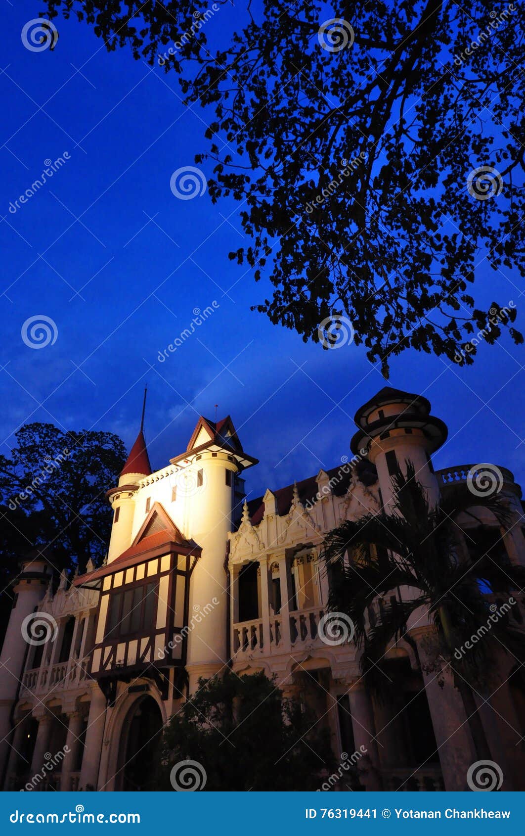 sanamchandra palace in evening on blue sky background