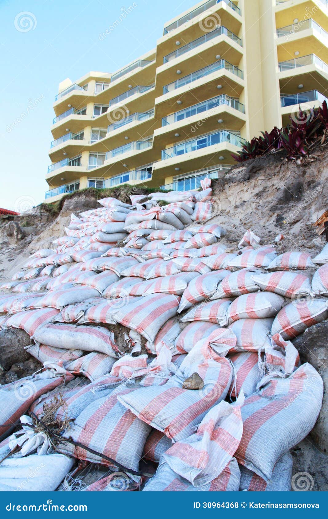 sand bags against beach erosion