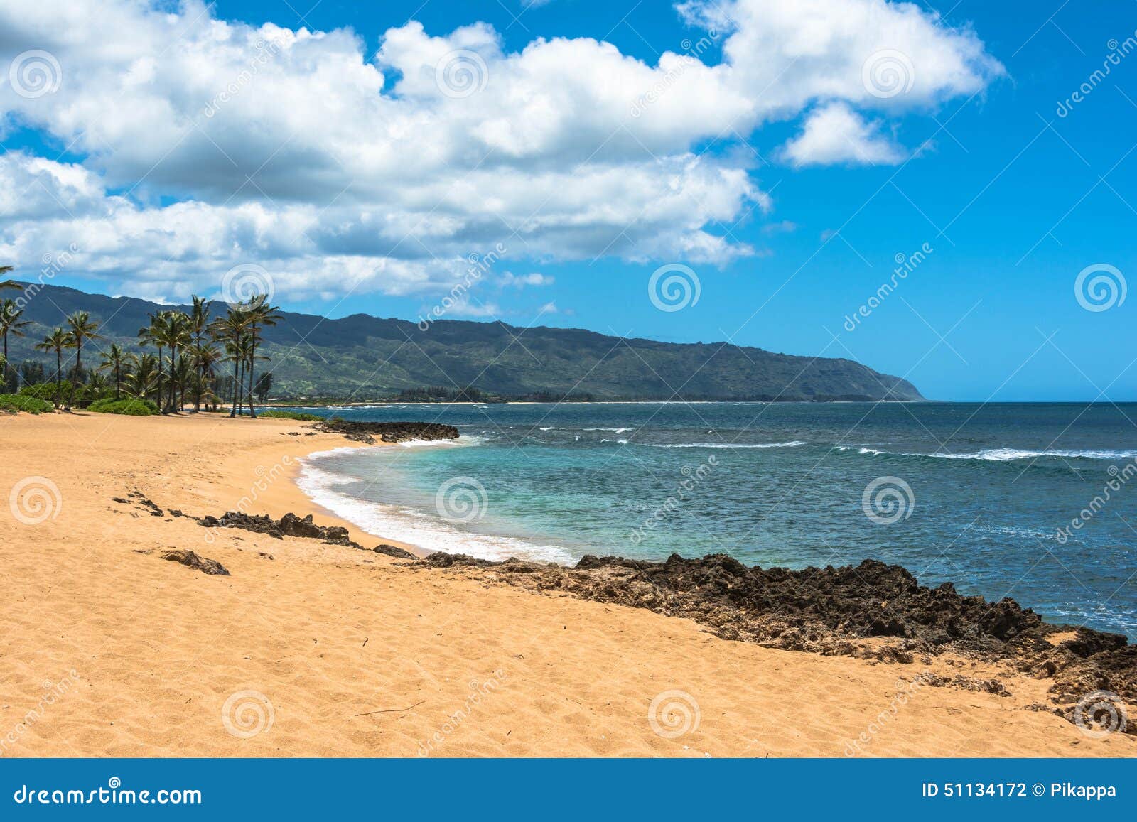 Sand Beach Along North Shore, Oahu Stock Photo Image of rock, coast