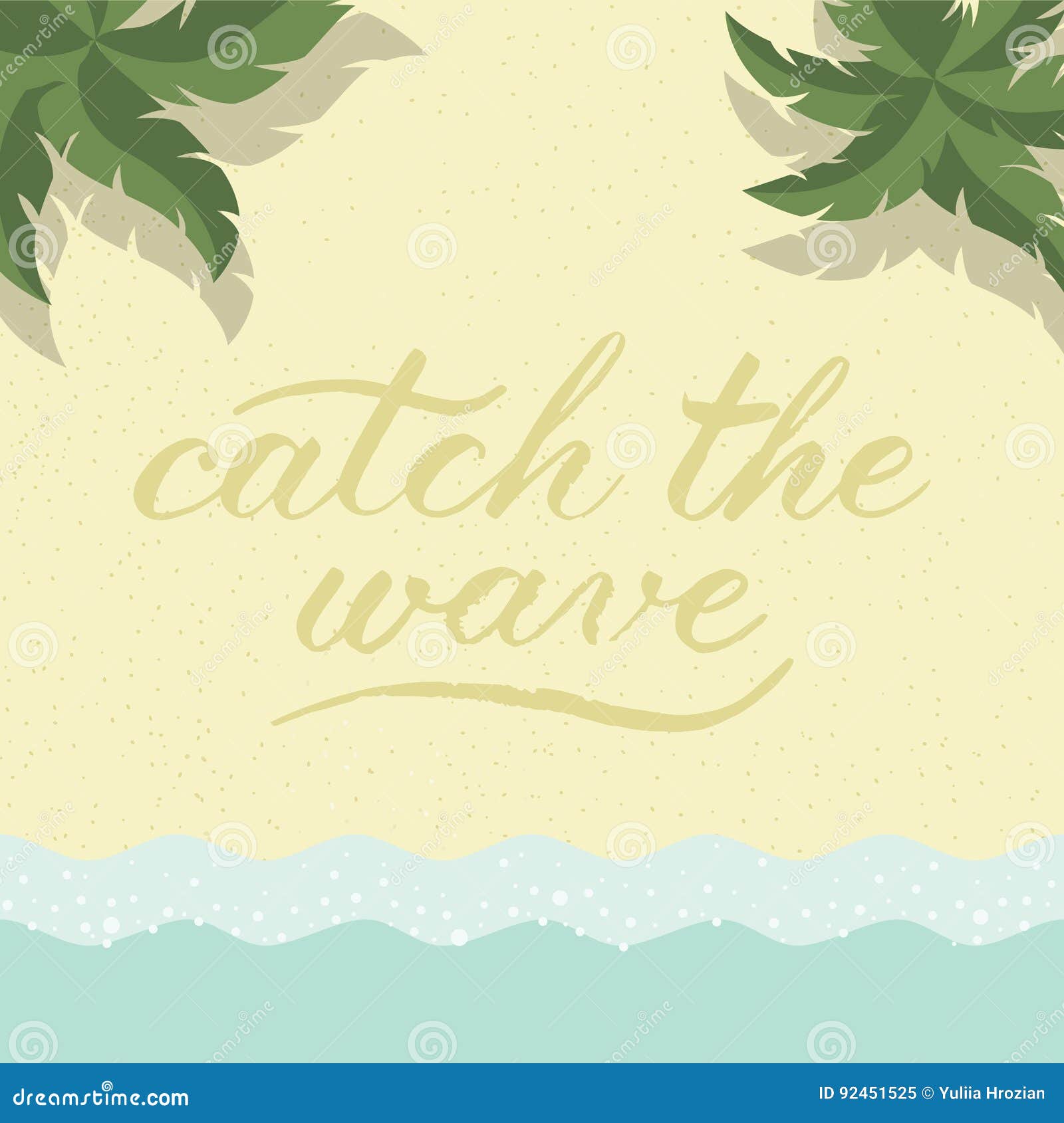 Sand Beach on Background and Summer Quote Stock Illustration