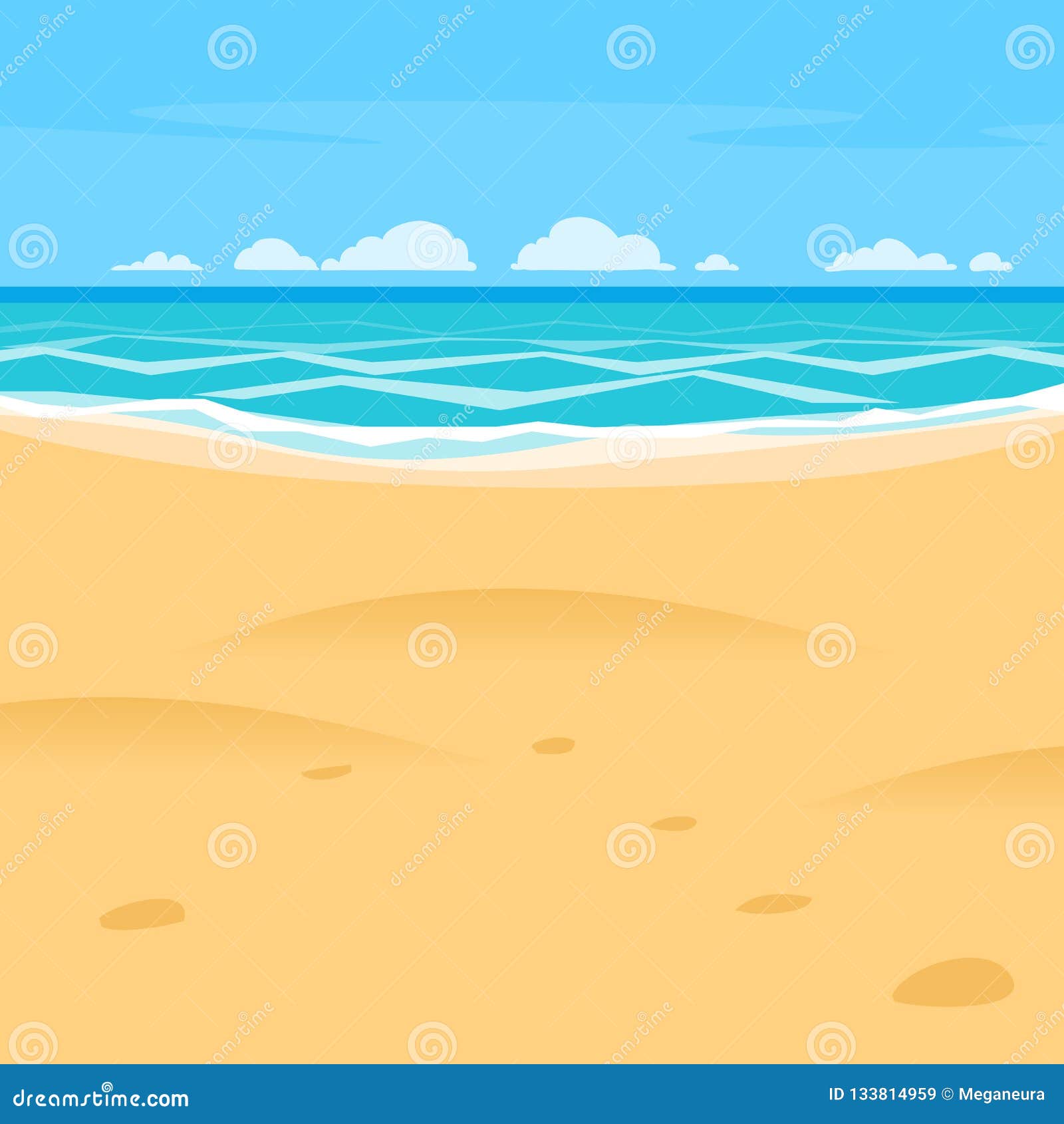 sand beach simple cartoon style background. sea shore view
