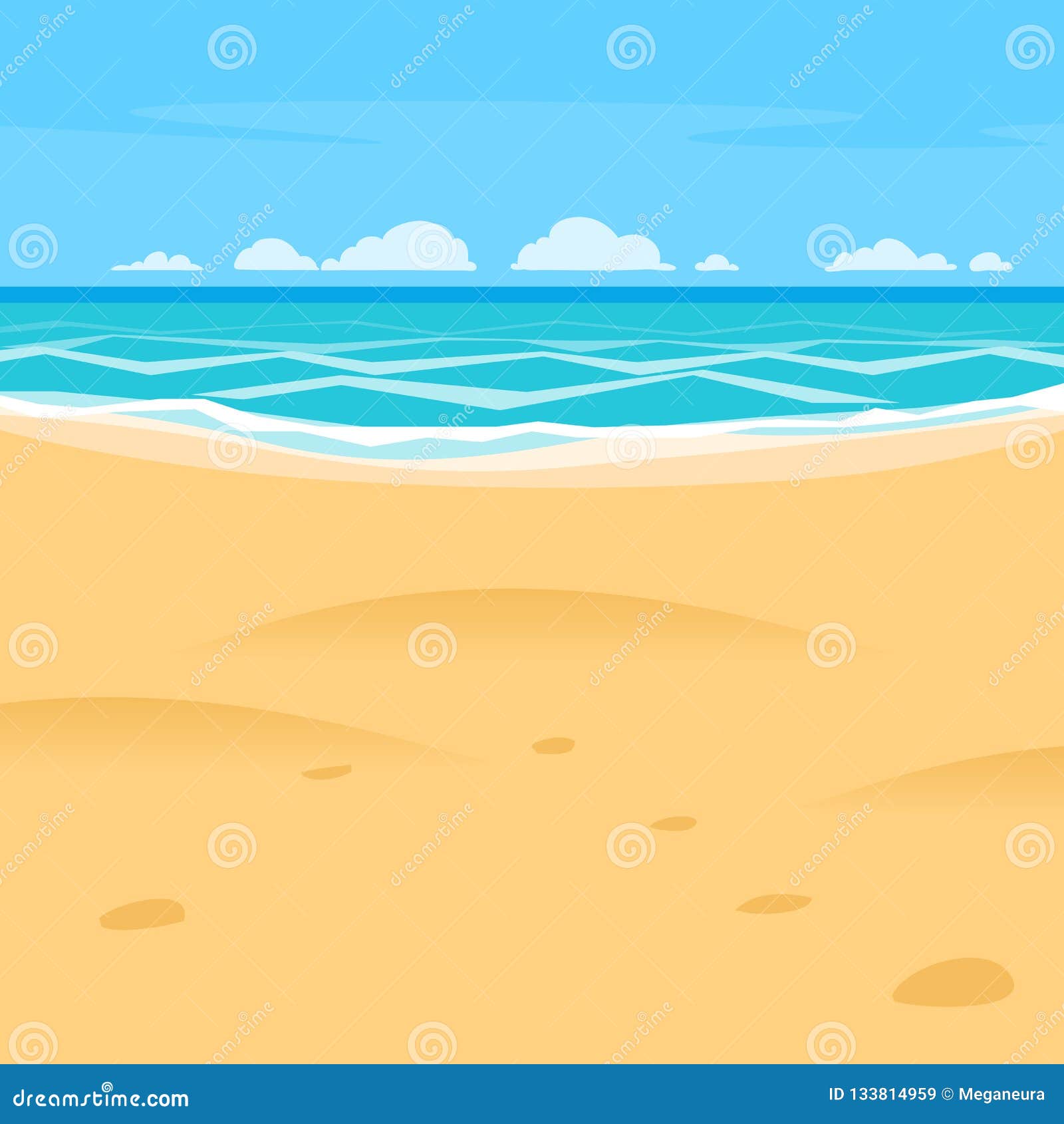 Sand Beach Simple Cartoon Style Background. Sea Shore View Stock Vector - Illustration of blue, beach: 133814959 Sand Beach Simple Cartoon Style Background. Sea Shore View Stock Vector - Illustration of blue, beach: 133814959